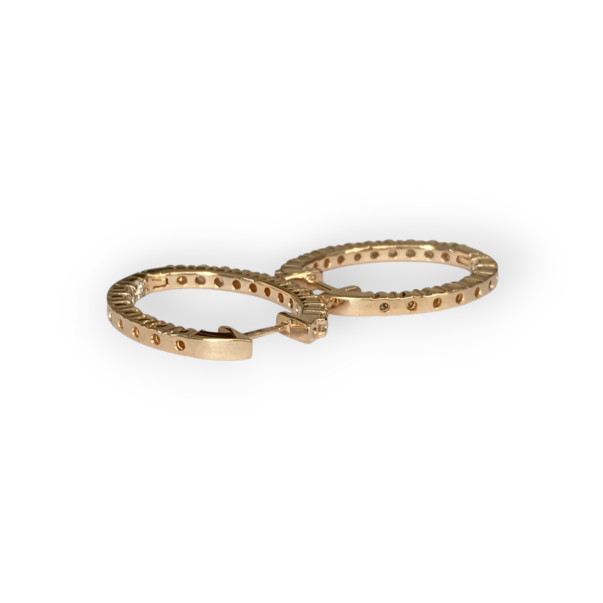 Rose Gold Huggies Hoop Diamond Earrings