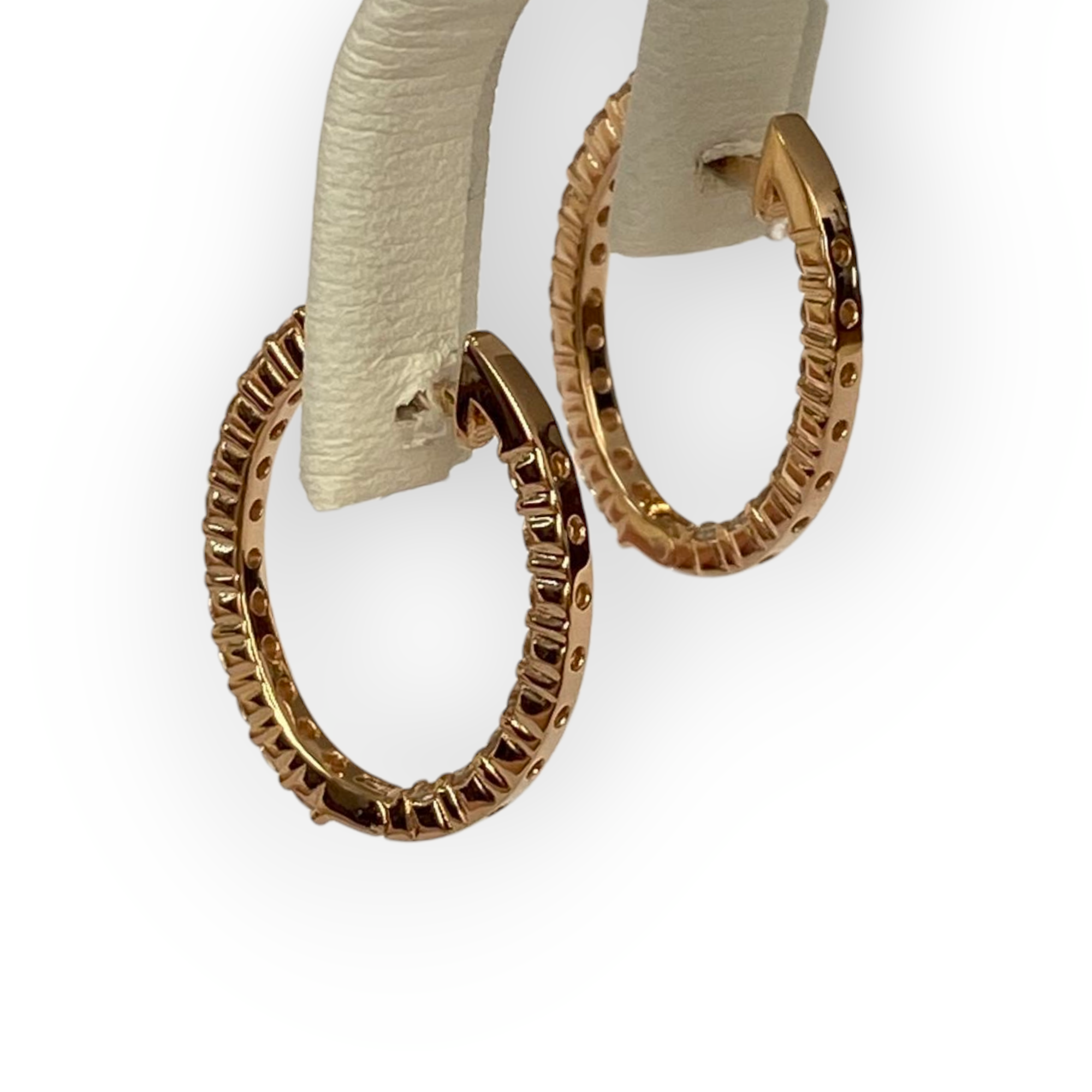 Rose Gold Huggies Hoop Diamond Earrings