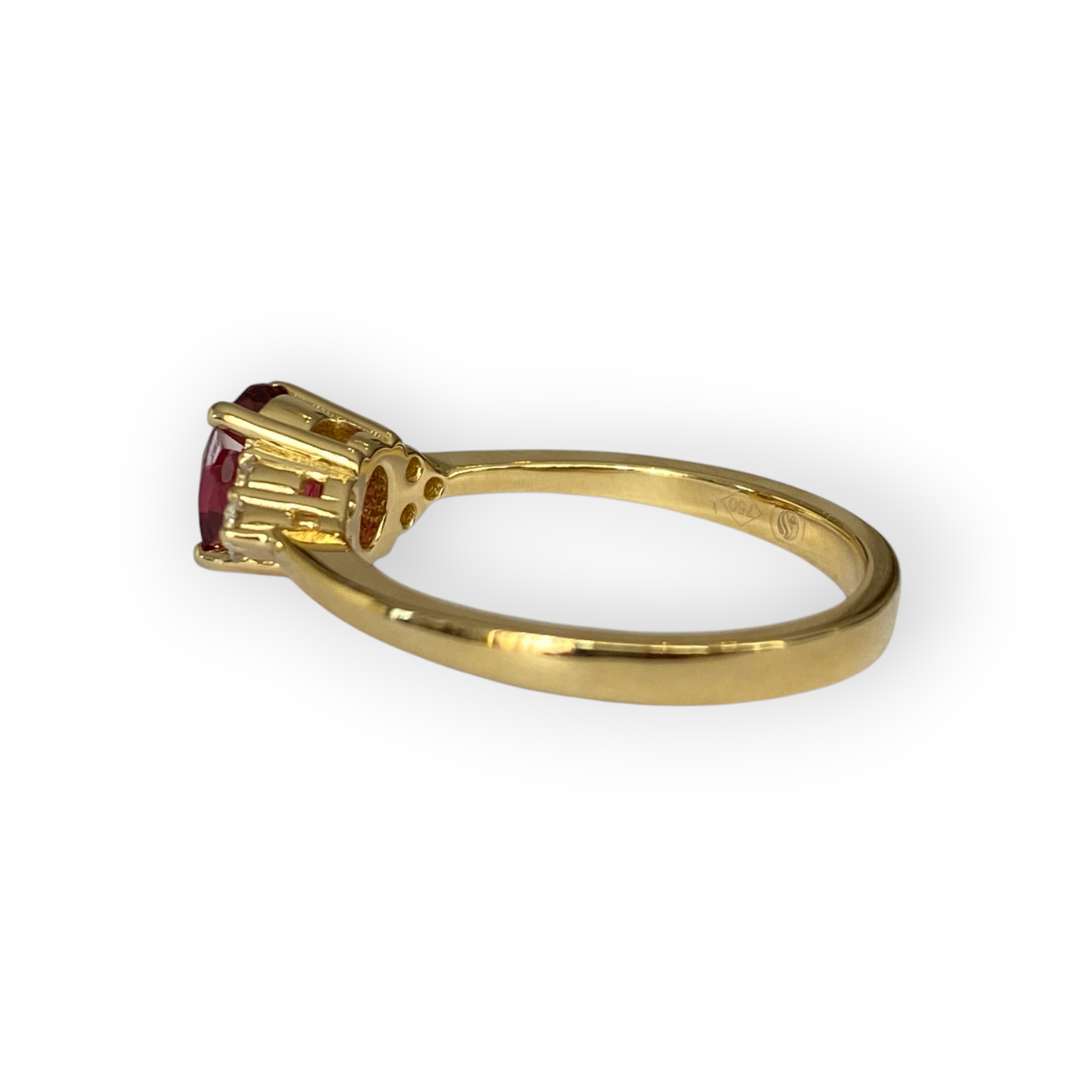 Exquisite Unheated Pinkish-Red Burma Spinel and Diamond Engagement Gold Ring