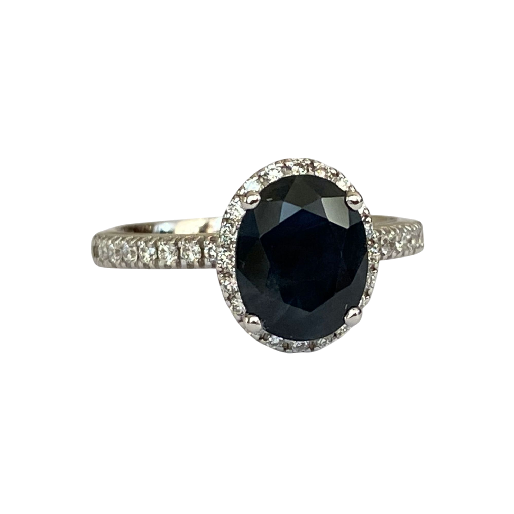 18 Kt. White Gold Diana Cocktail Ring with 2.70 Carat Sapphire and Diamonds