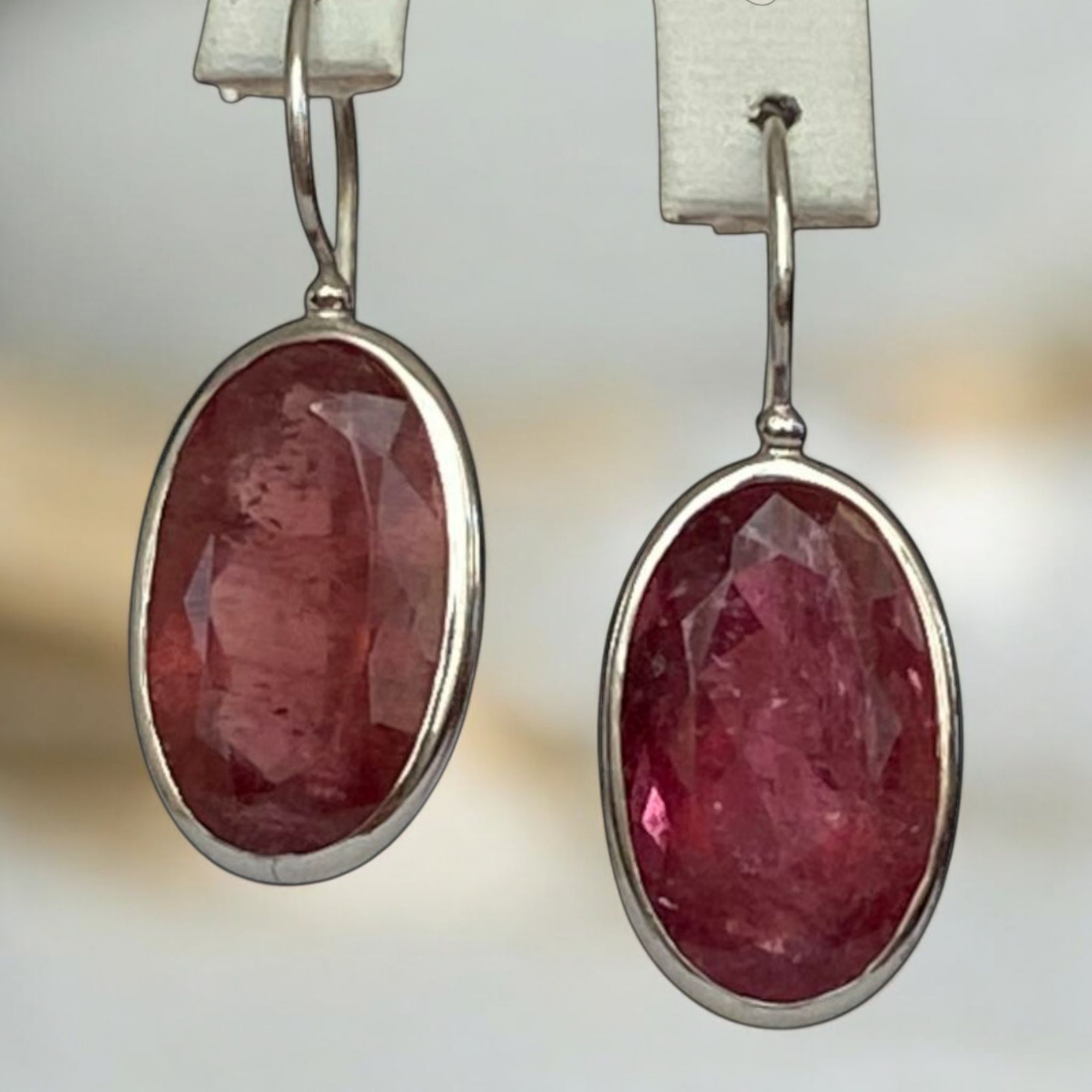 Certified 24 Carat Natural Pink Tourmaline White Gold Earrings