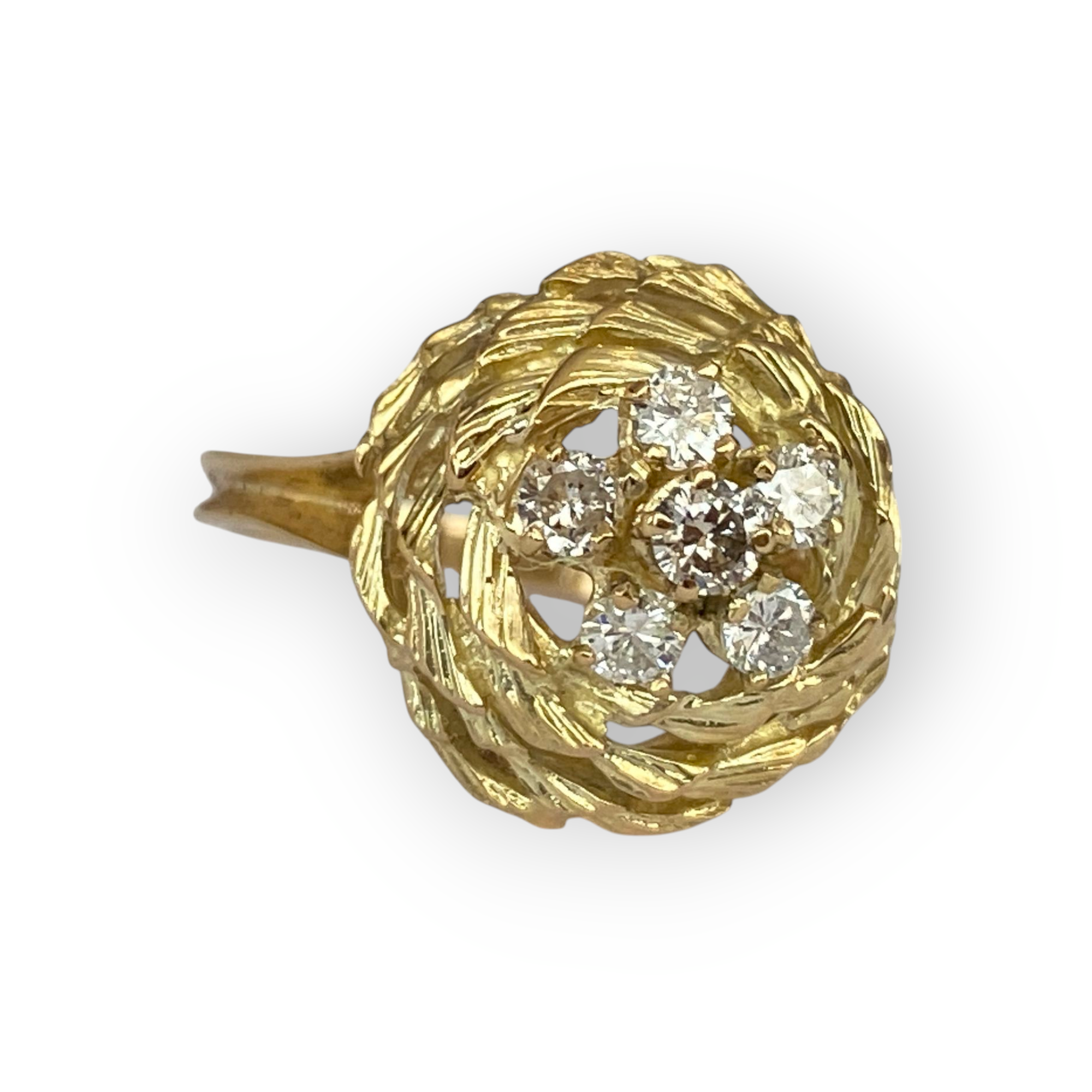 18K Yellow Gold Vintage Domed Diamond Ring