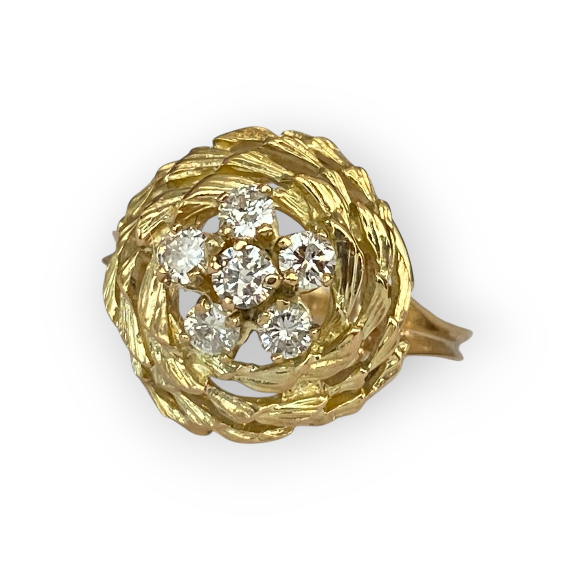 18K Yellow Gold Vintage Domed Diamond Ring