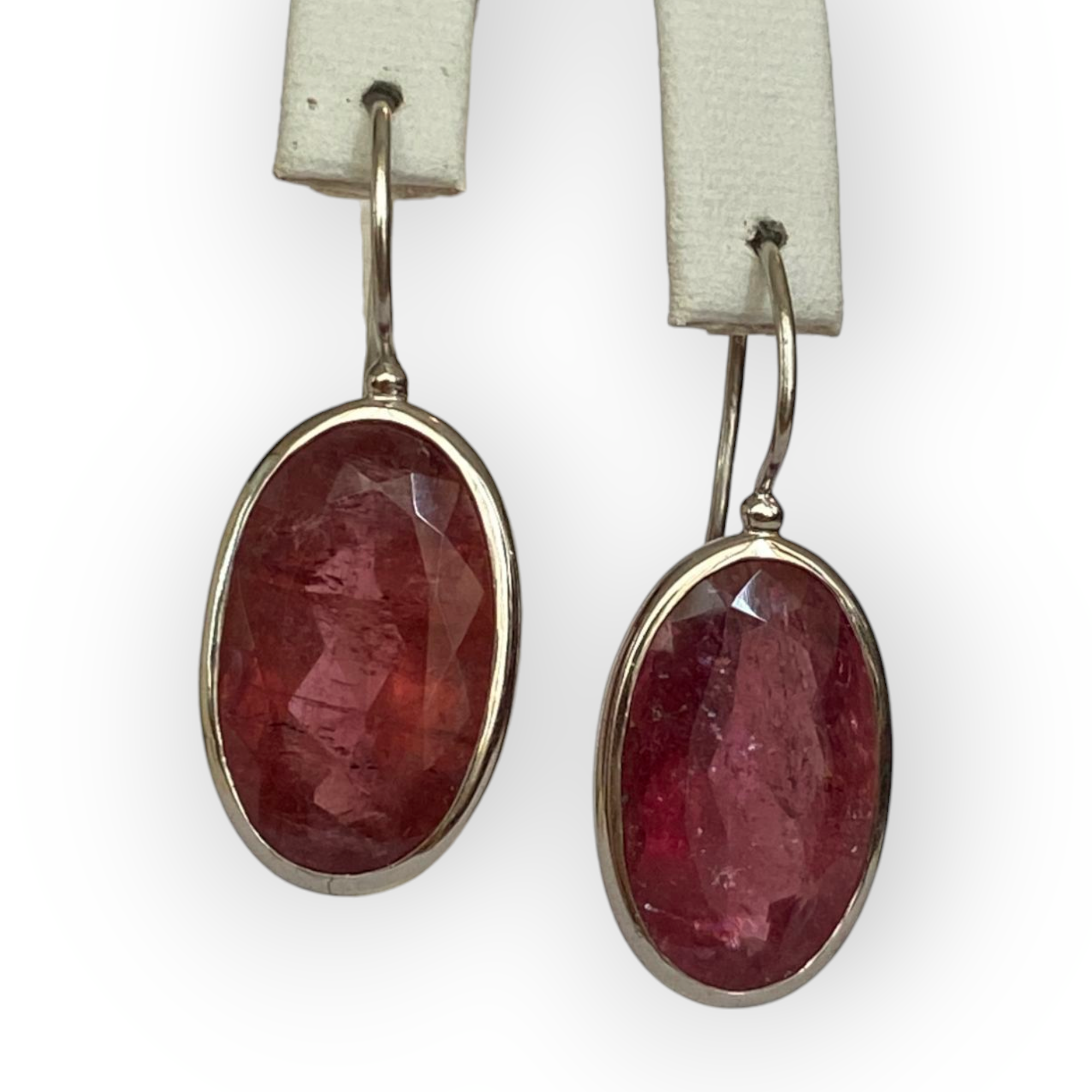 Certified 24 Carat Natural Pink Tourmaline White Gold Earrings