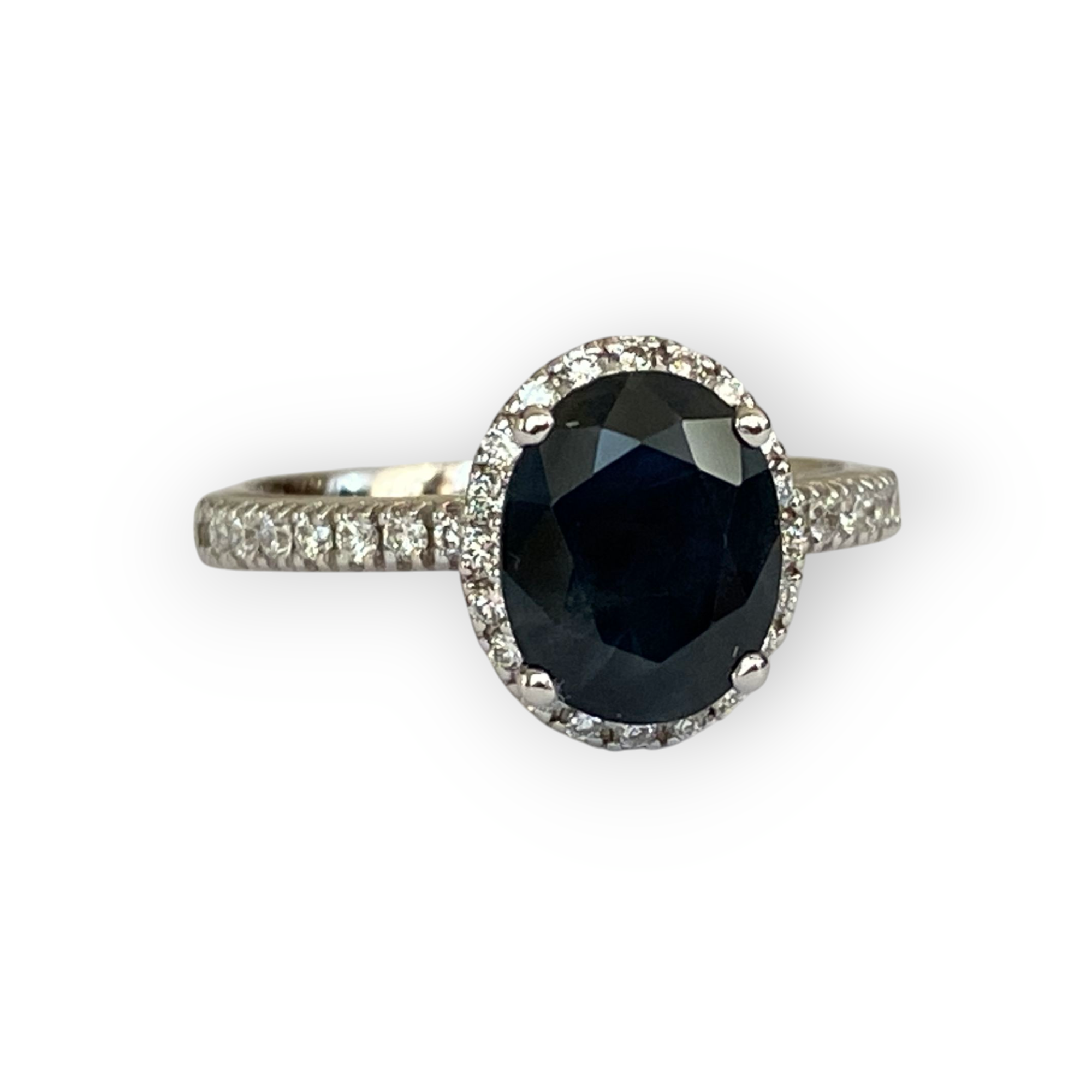 18 Kt. White Gold Diana Cocktail Ring with 2.70 Carat Sapphire and Diamonds
