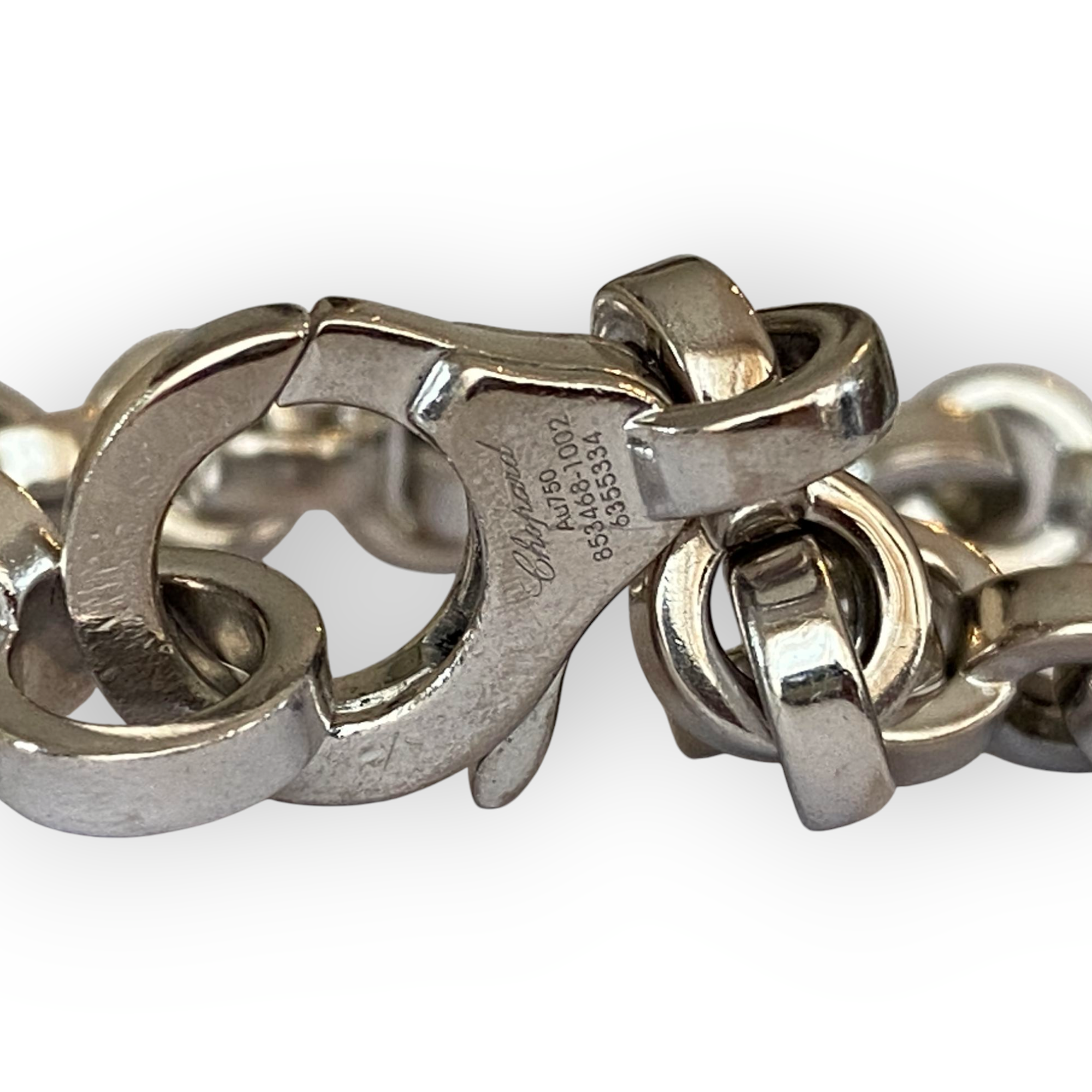 Chopard 18 Karat White Gold Floating Diamond Heart Link Bracelet