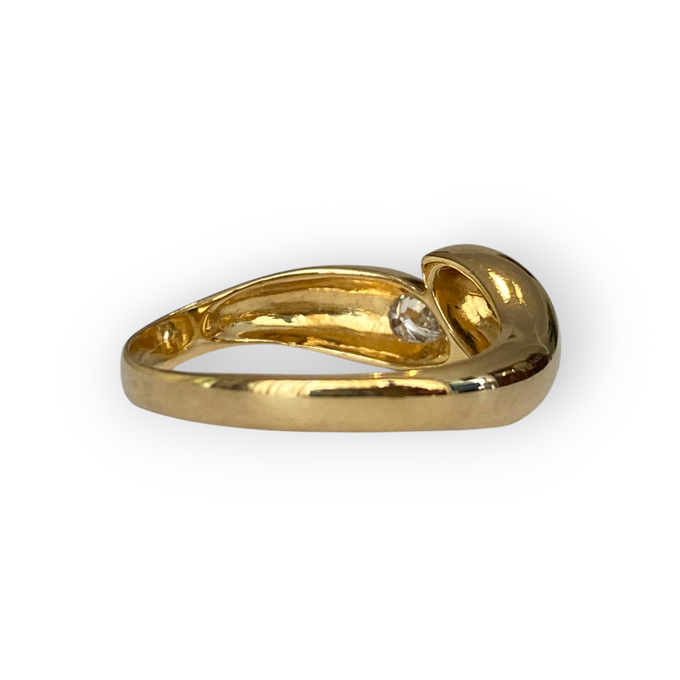 18K Yellow Gold Toi et Moi Ring with Sapphire & Diamond
