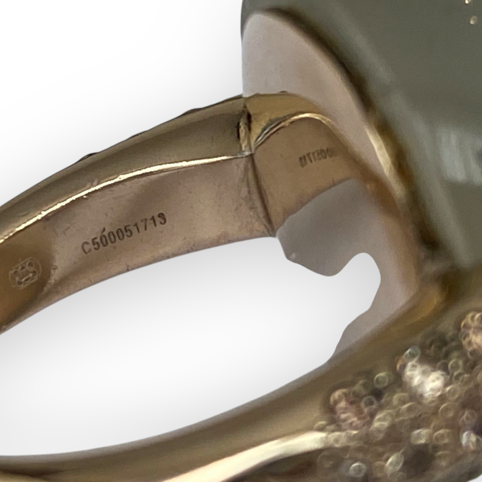 Pomellato Luna Ring in Yellow Gold with Cabochon Moonstone & Cognac Diamonds