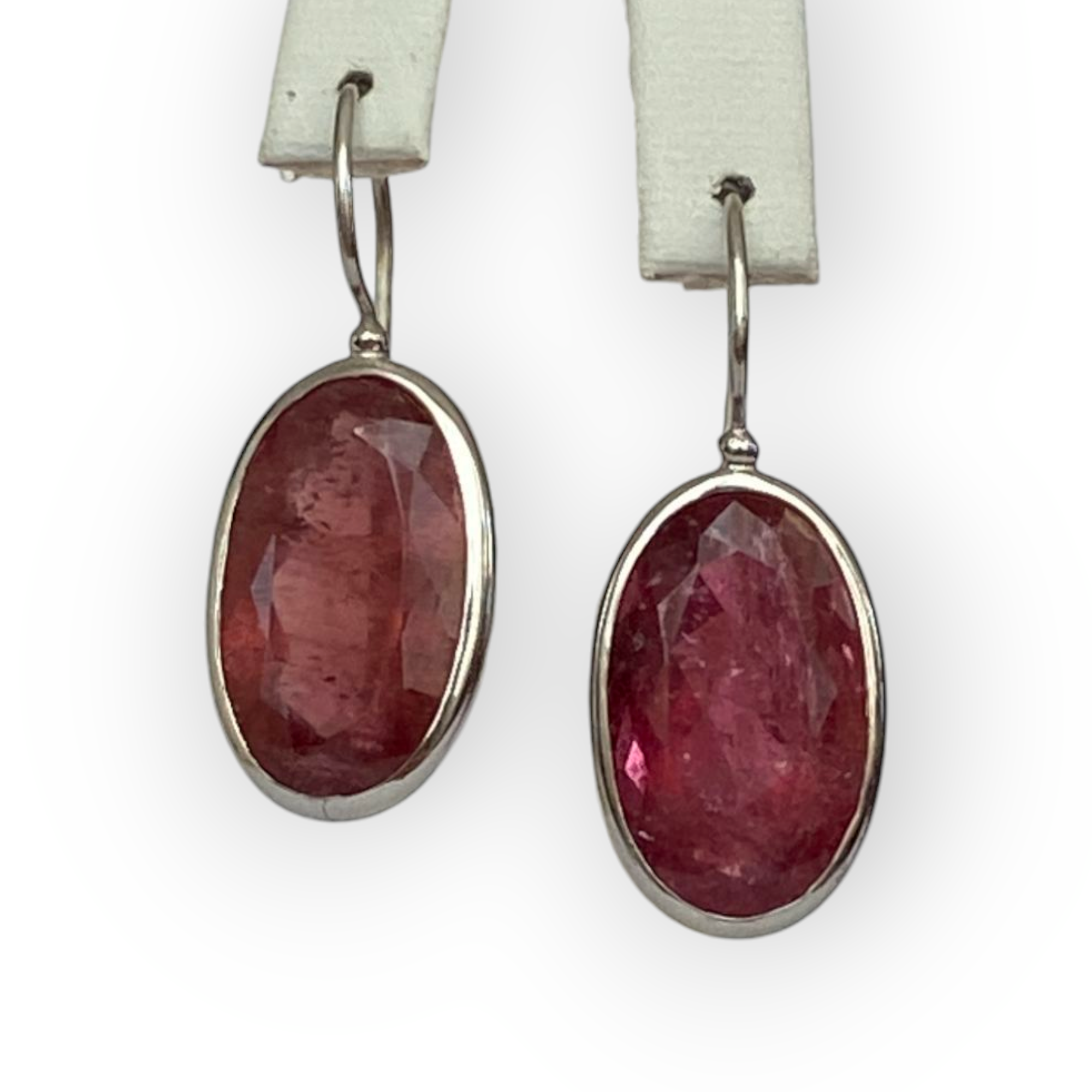 Certified 24 Carat Natural Pink Tourmaline White Gold Earrings