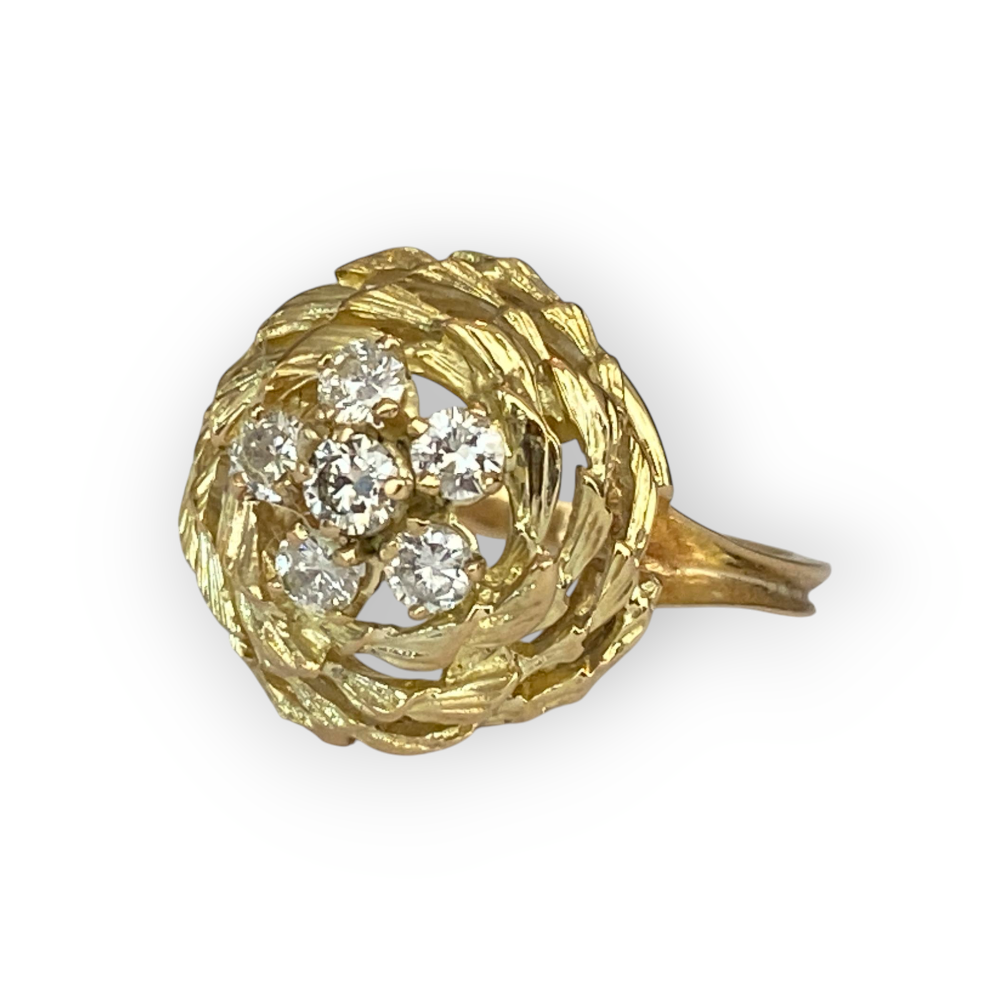 18K Yellow Gold Vintage Domed Diamond Ring