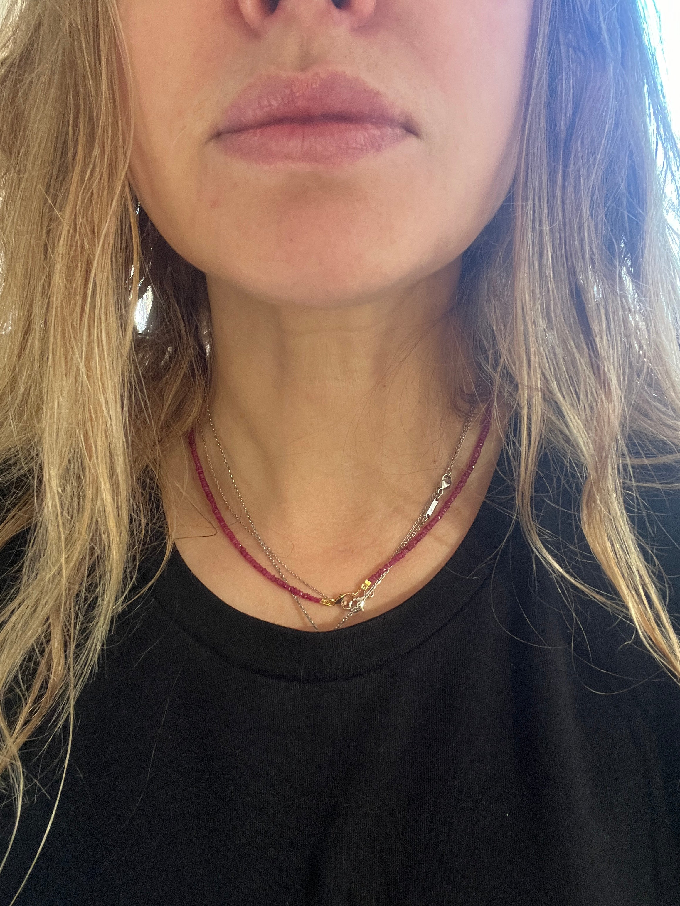 Natural Colombian Ruby Necklace with 18k Yellow Gold Clasp