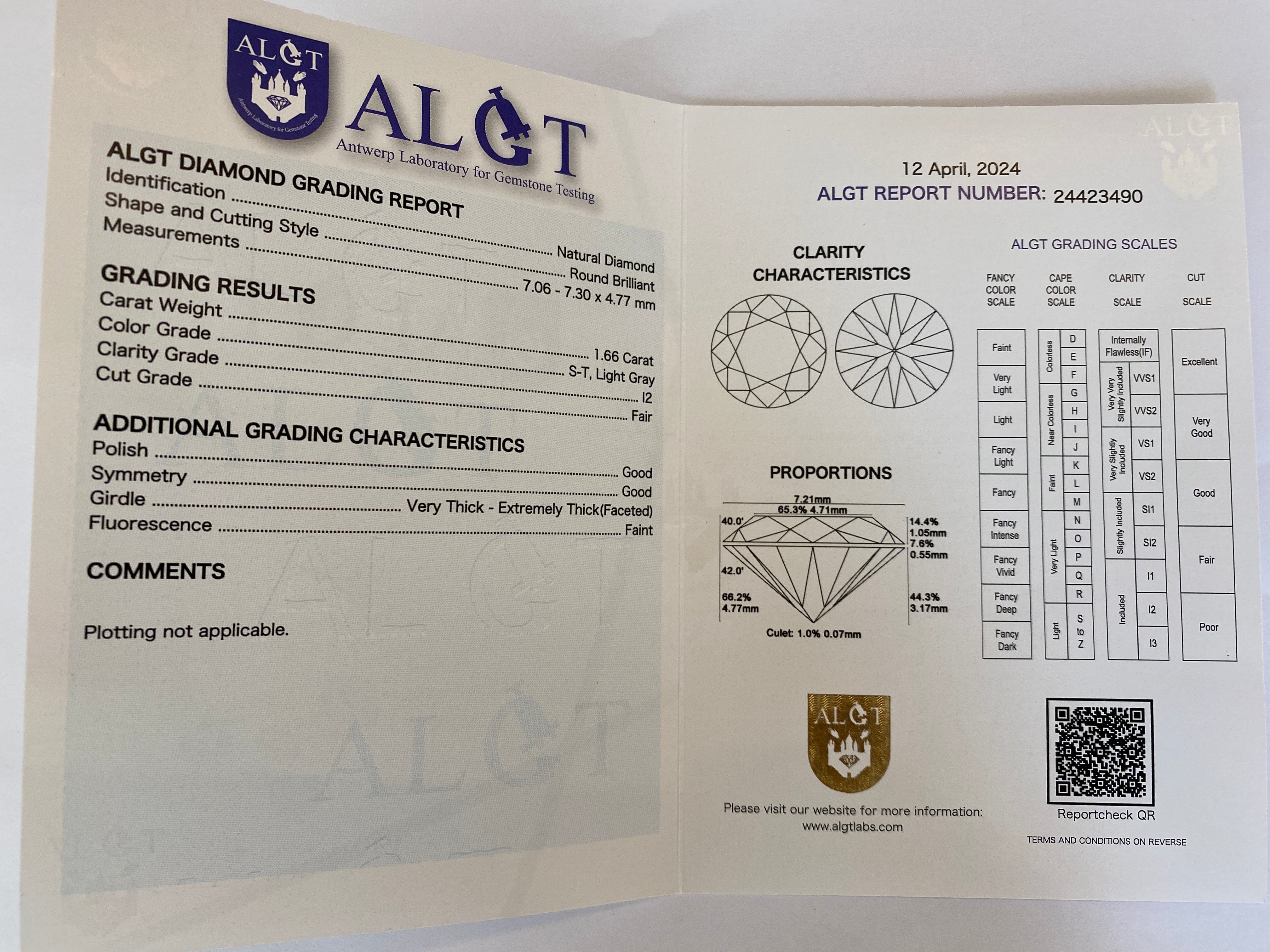 18K White Gold Black Rhodium Solitaire Ring with 1.66 Ct Salt & Pepper Diamond