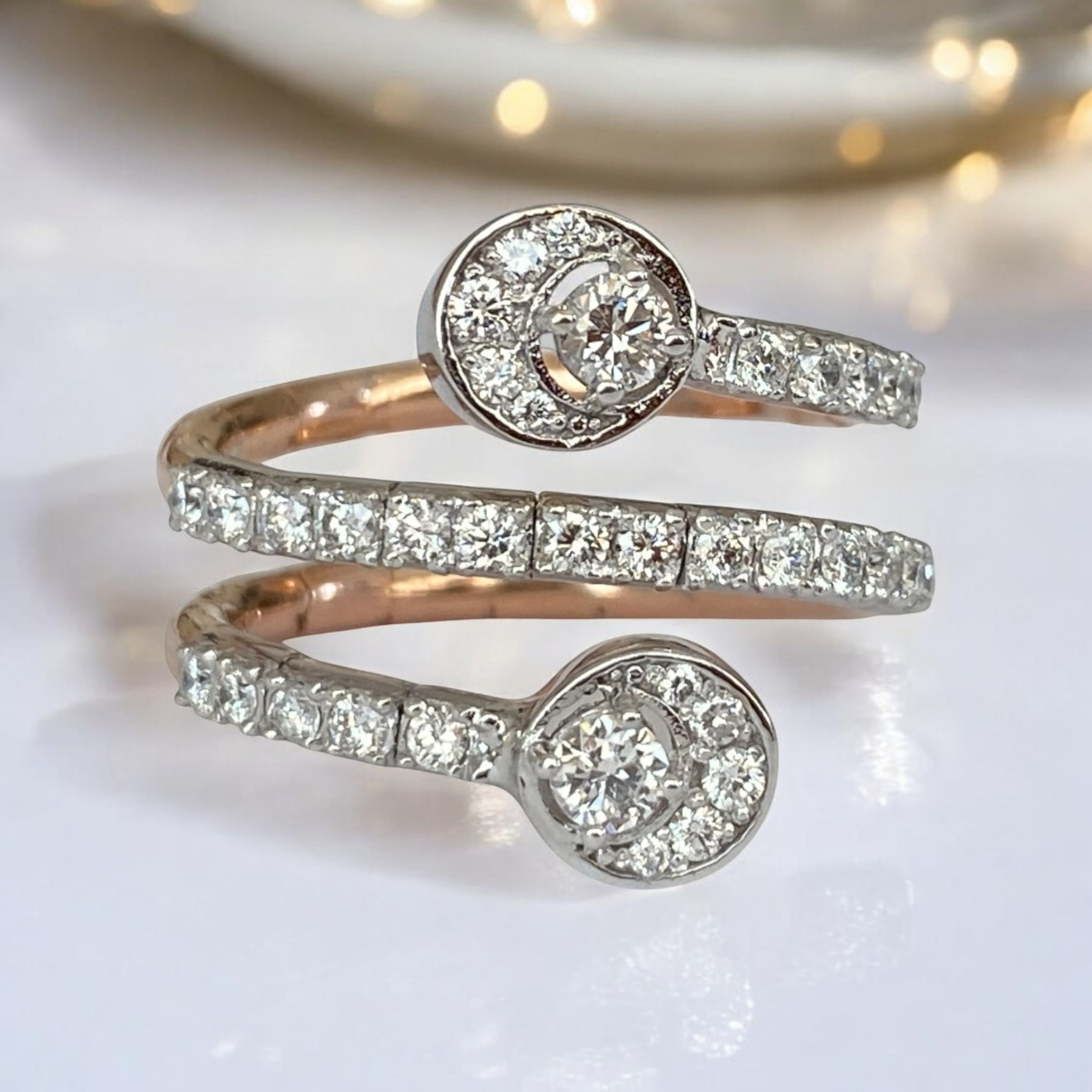 18 Kt. Rose/White Gold Cocktail Ring with Diamonds
