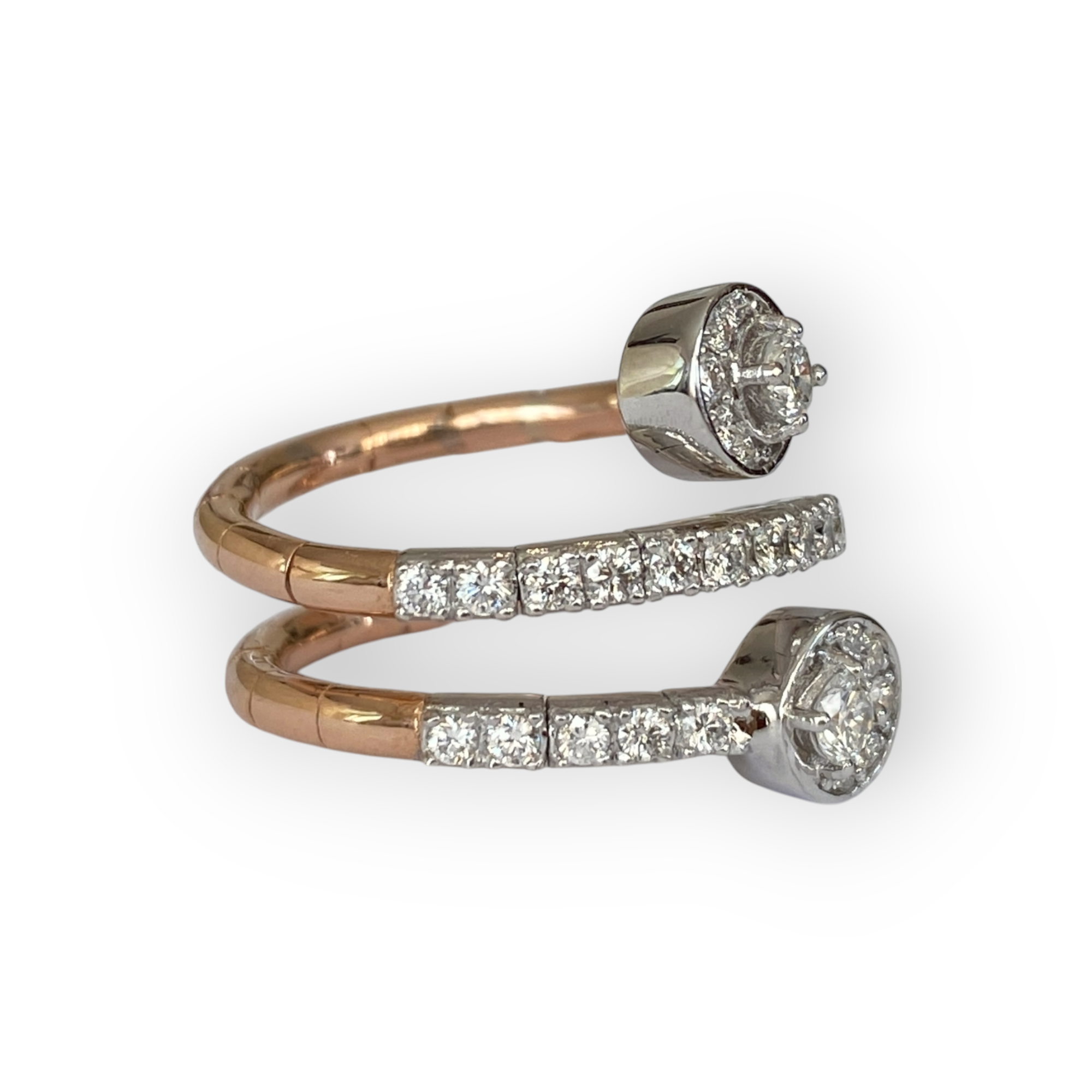 18 Kt. Rose/White Gold Cocktail Ring with Diamonds