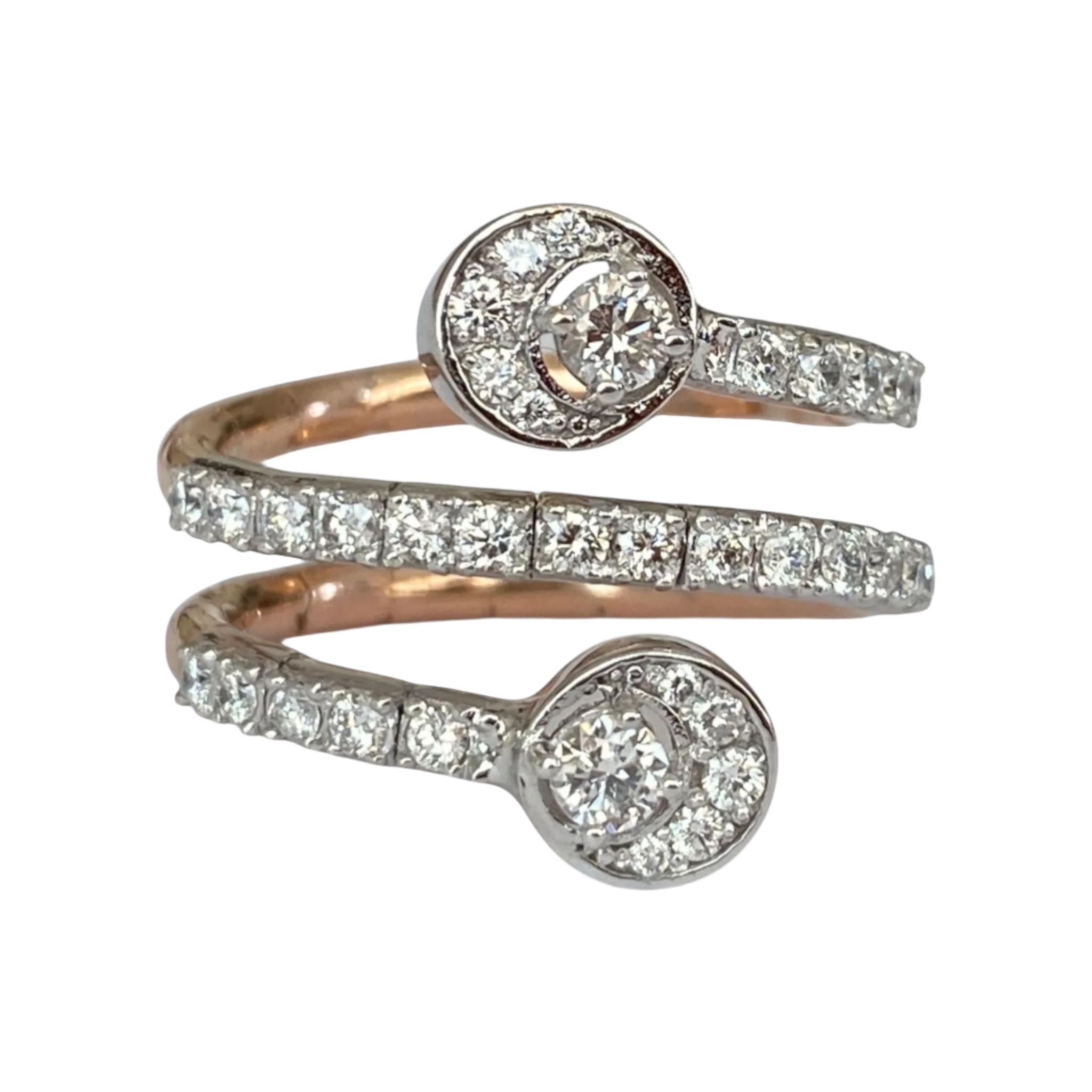 18 Kt. Rose/White Gold Cocktail Ring with Diamonds