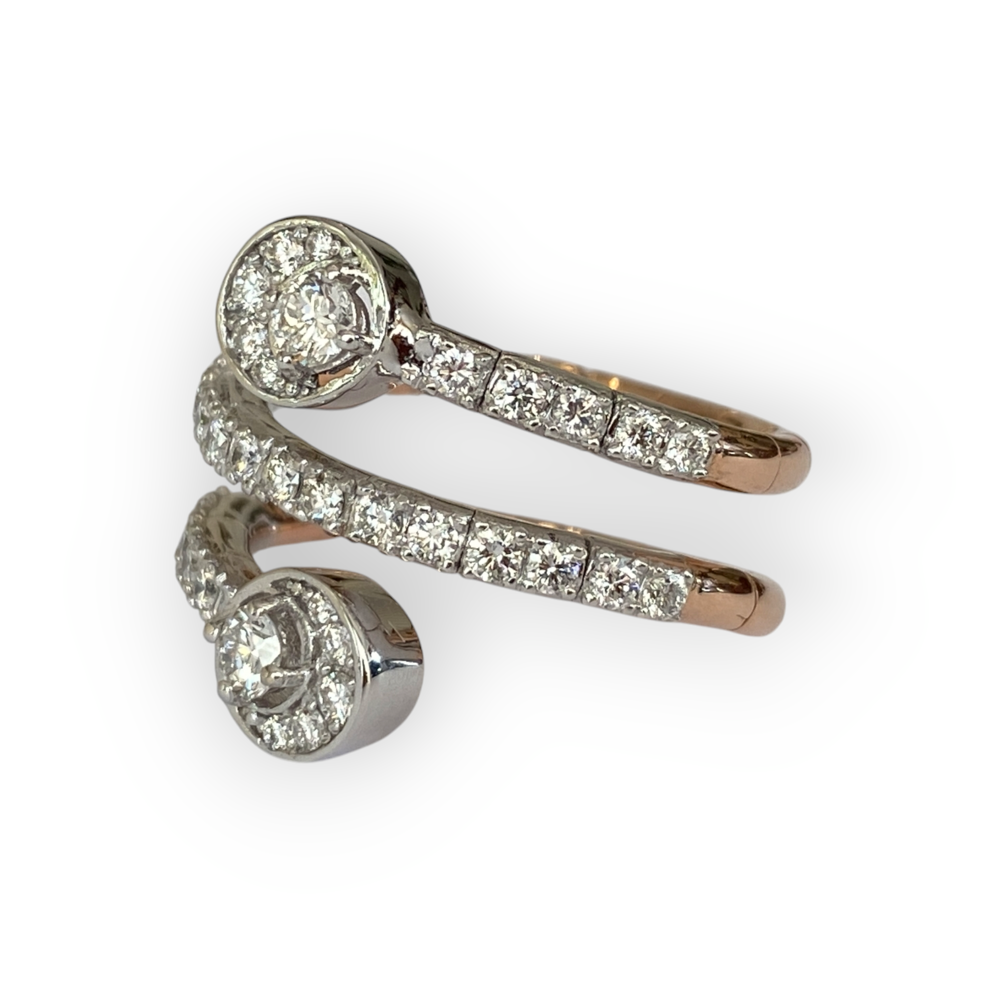 18 Kt. Rose/White Gold Cocktail Ring with Diamonds