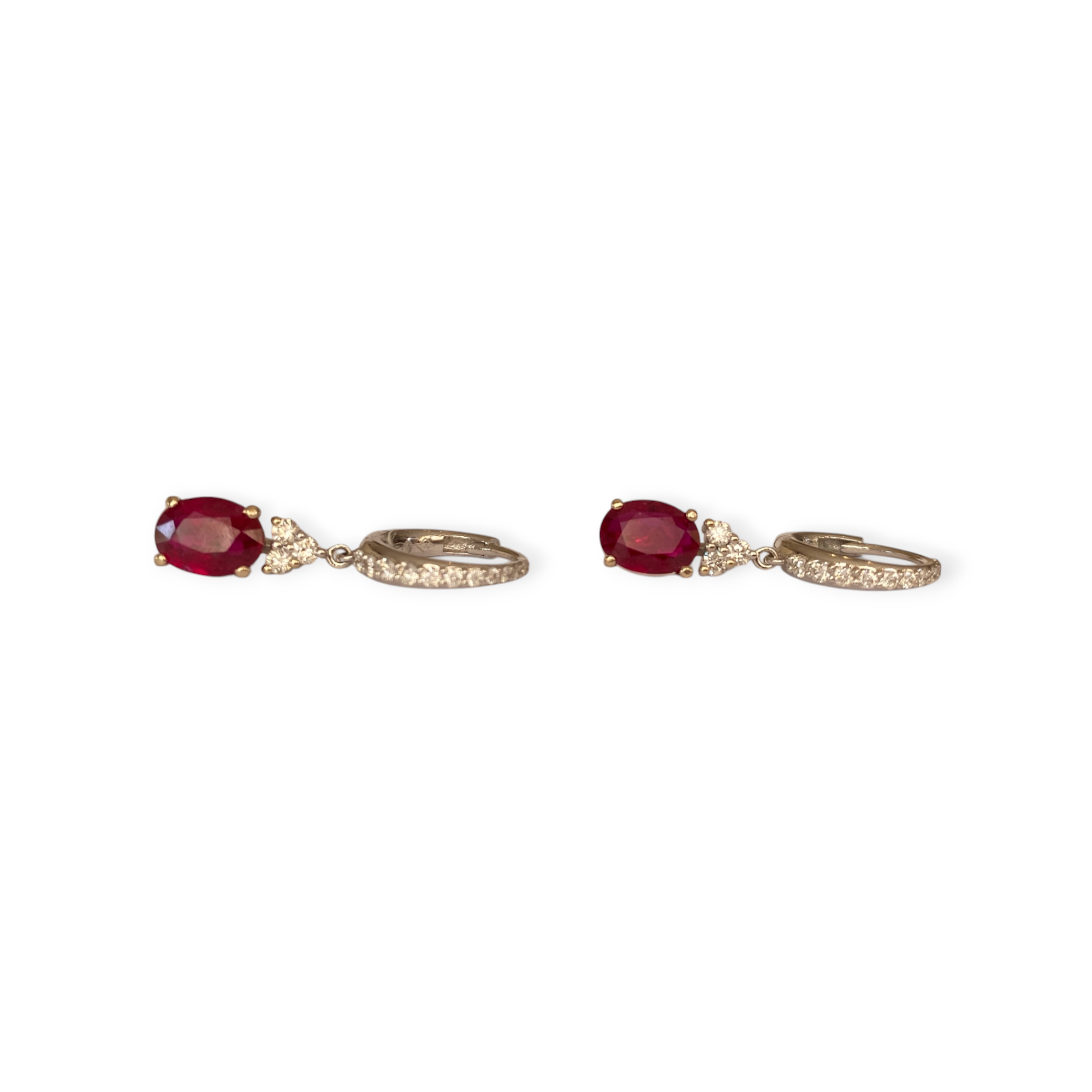 Certified 18 Kt. White Gold Earrings with 2.28 Ct Rubies and Diamonds