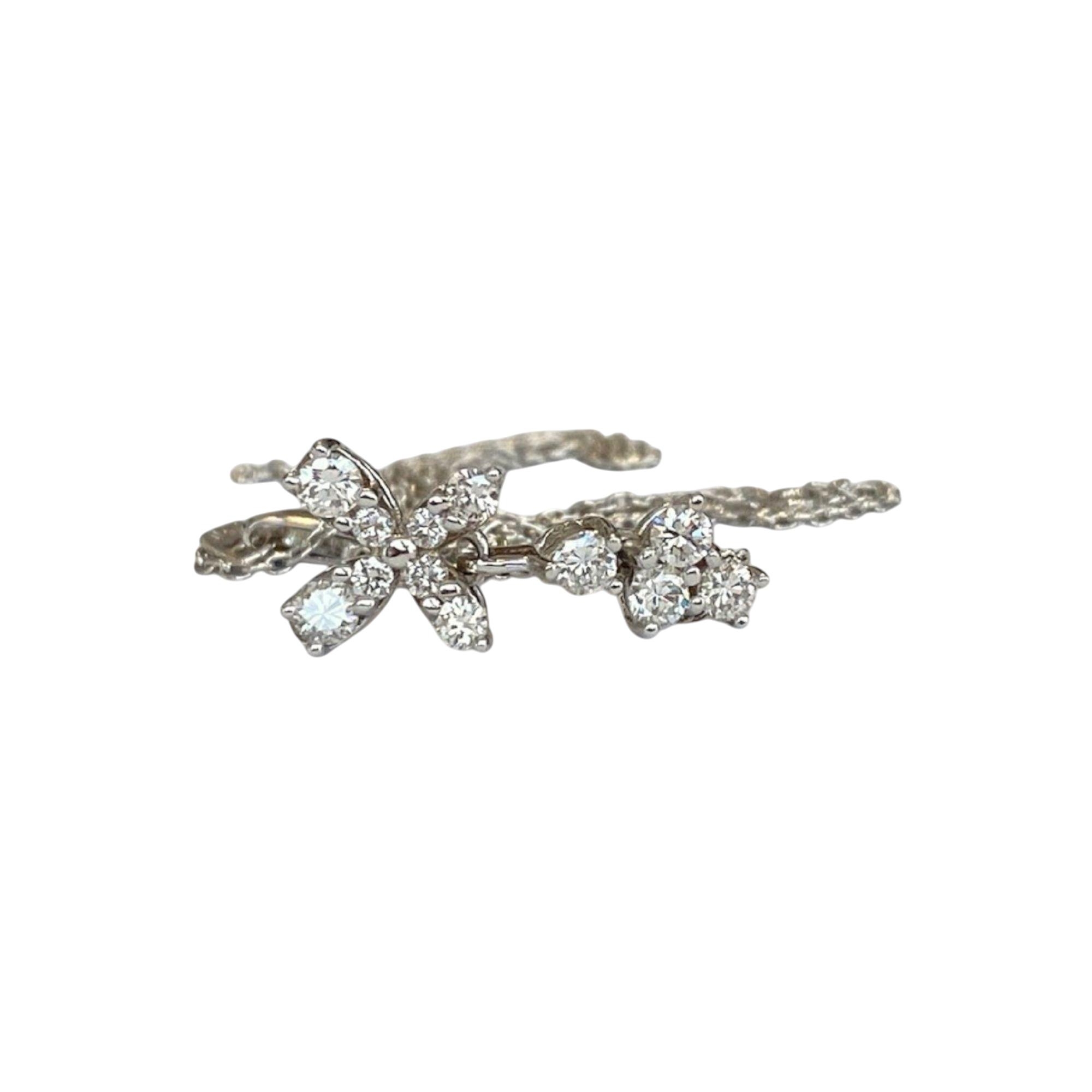 18K White Gold Necklace with Flower Pendant & Diamonds