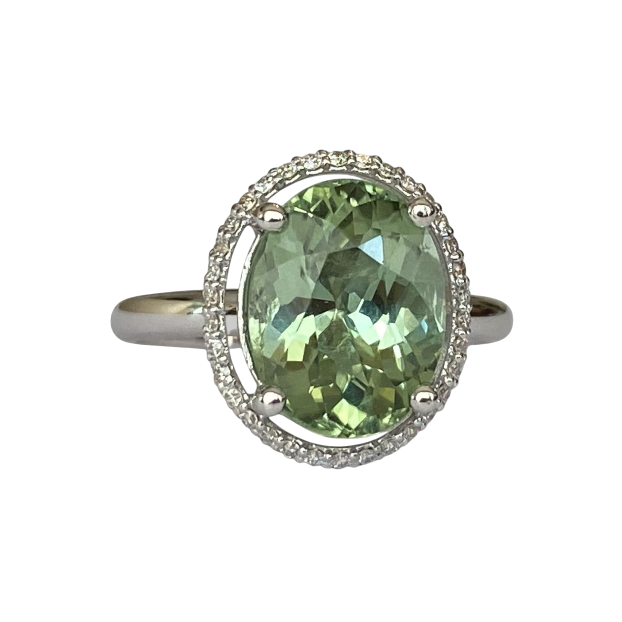 18K White Gold Diamond Cocktail Ring with 3.63 Ct Tourmaline
