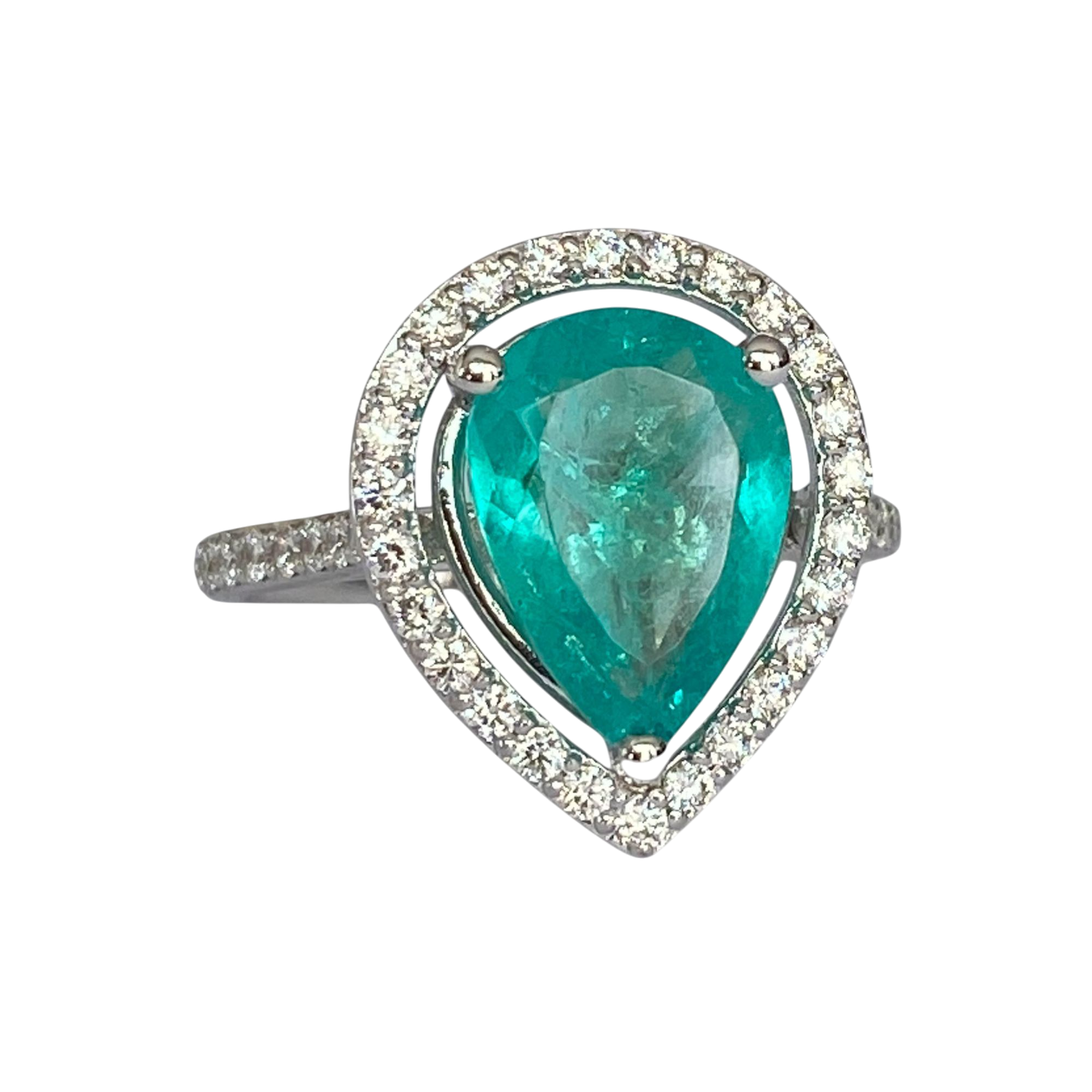 18K White Gold 2.30 Ct Emerald & Diamond 