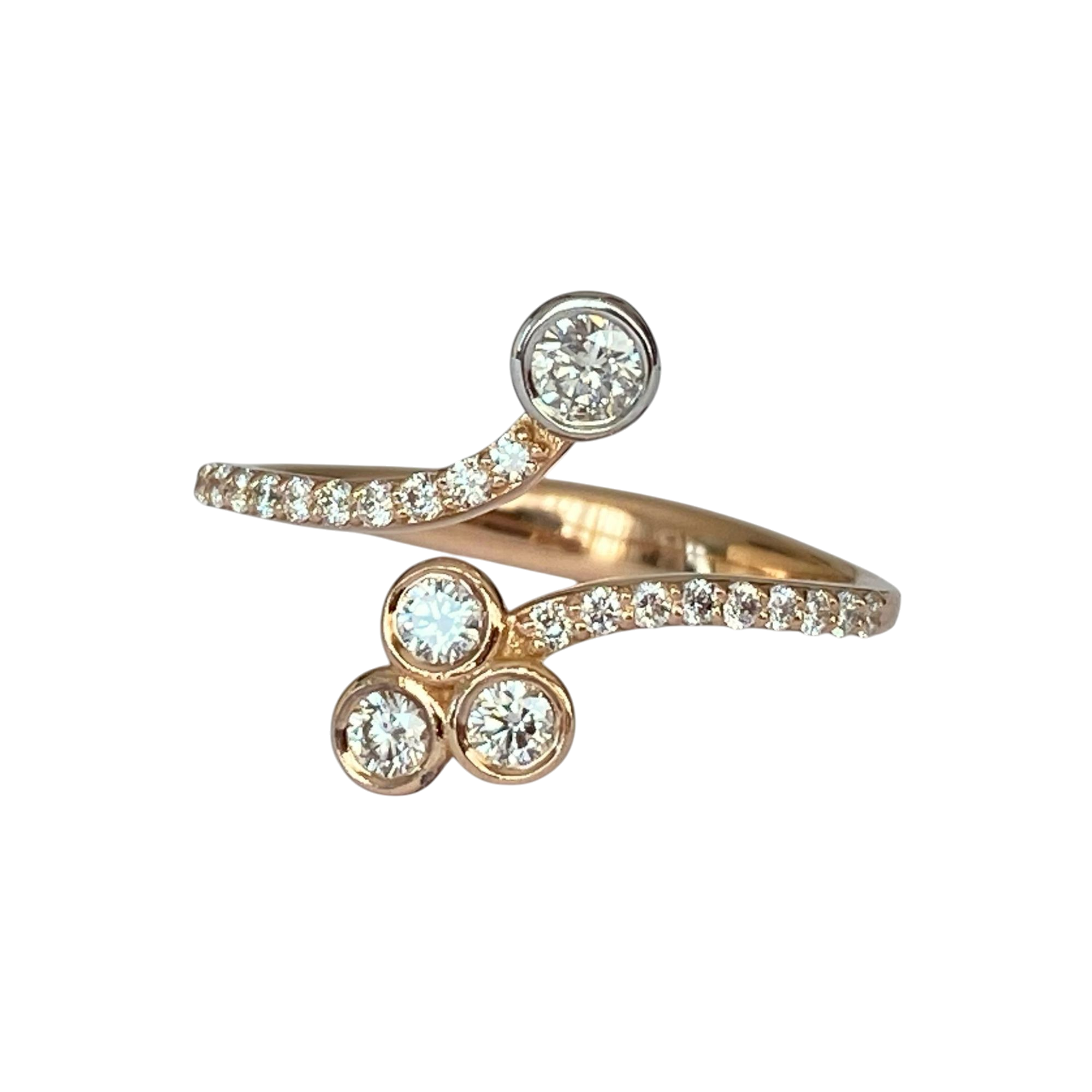 18K Pink Gold Designer Ring with Diamonds