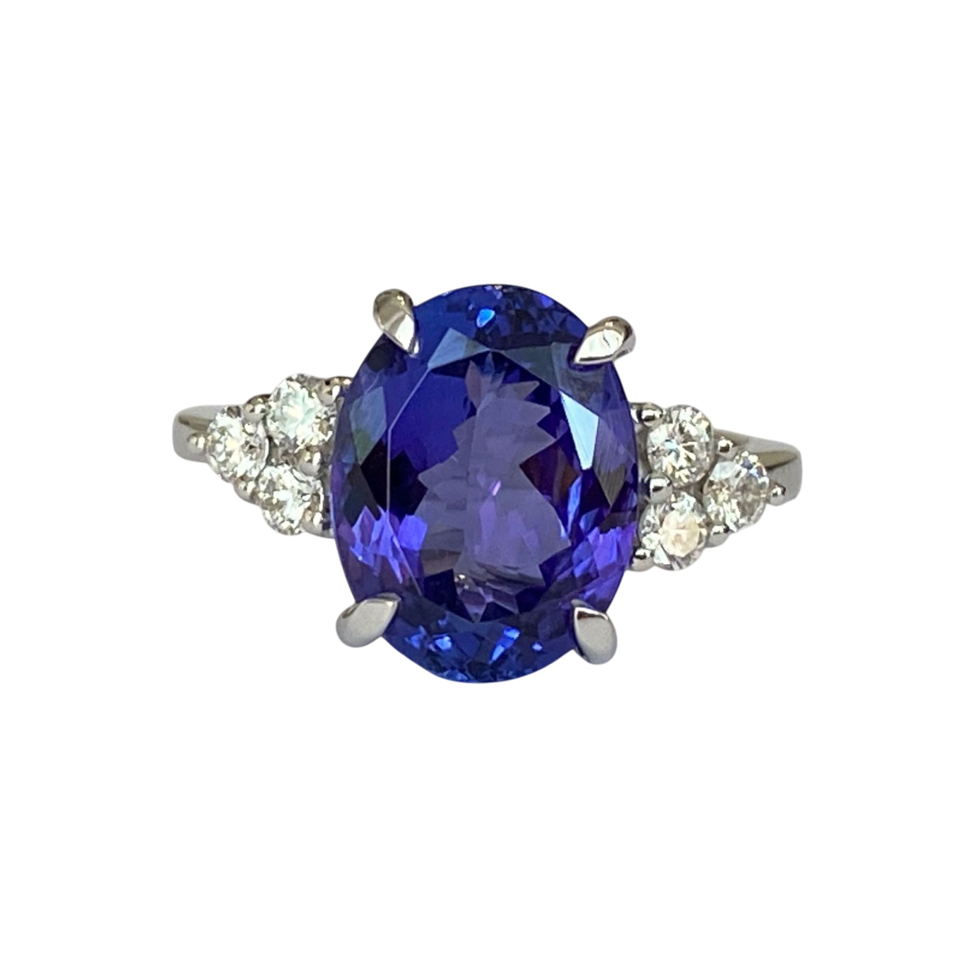18K White Gold 6.00 ct Tanzanite & Diamond Cocktail Ring