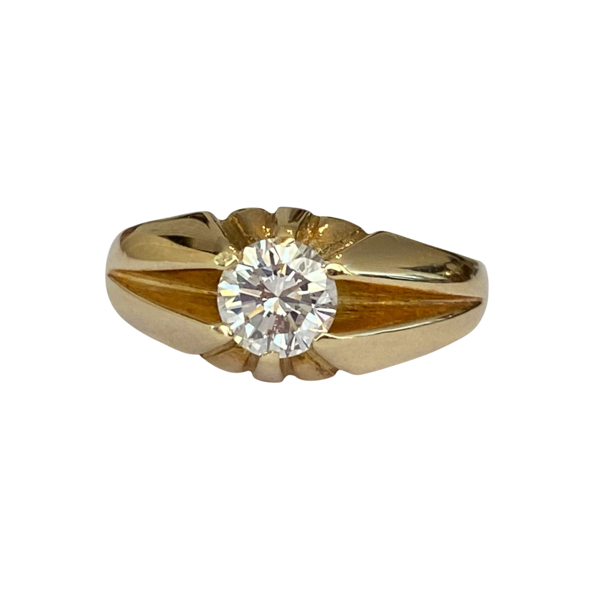 14K Yellow Gold Dome Solitaire Engagement Diamond Ring – 0.65 Ct