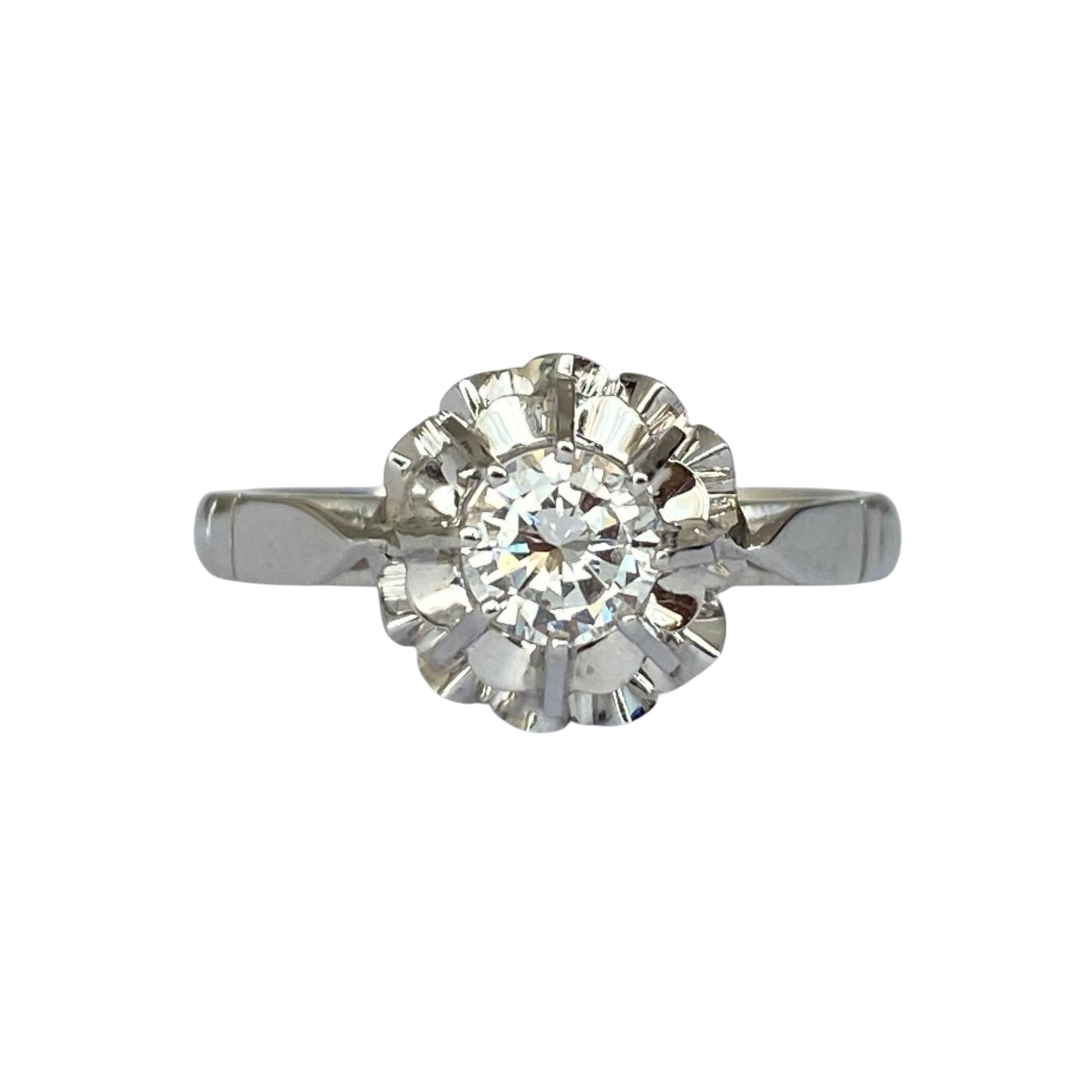 Vintage 18K Gold Engagement Ring with 0.34 Ct Diamond