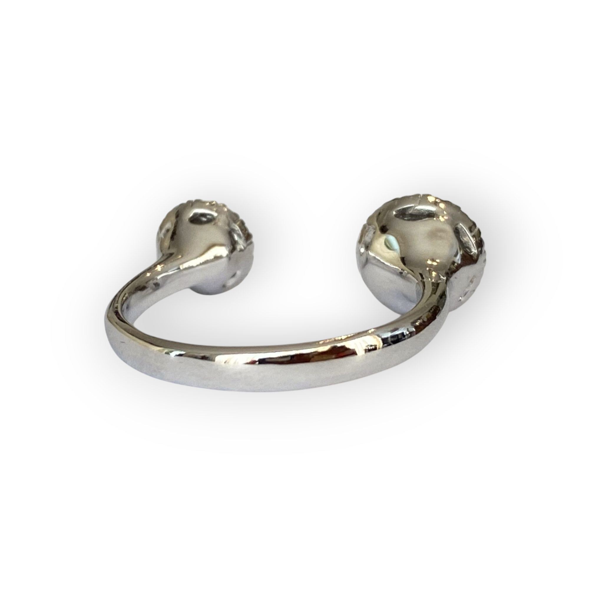 Stunning Modern Engagement 18K White Gold Diamond 'Toi et Moi' Ring