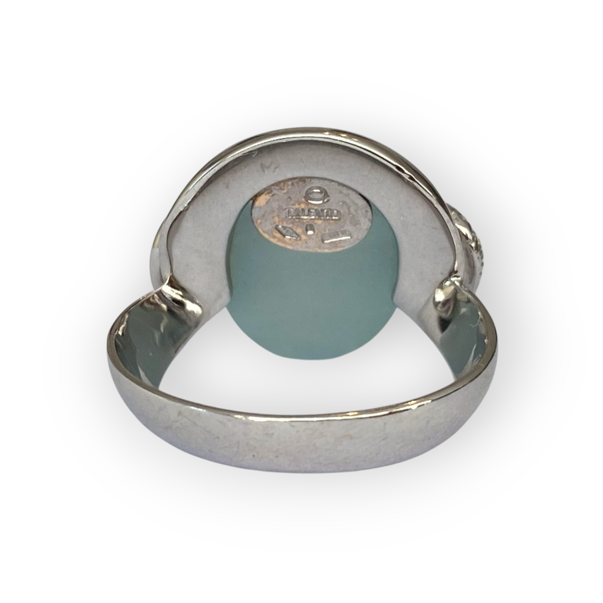 Talento Italiano 18K White Gold Fashion Ring with Cabochon Aquamarine & Diamonds
