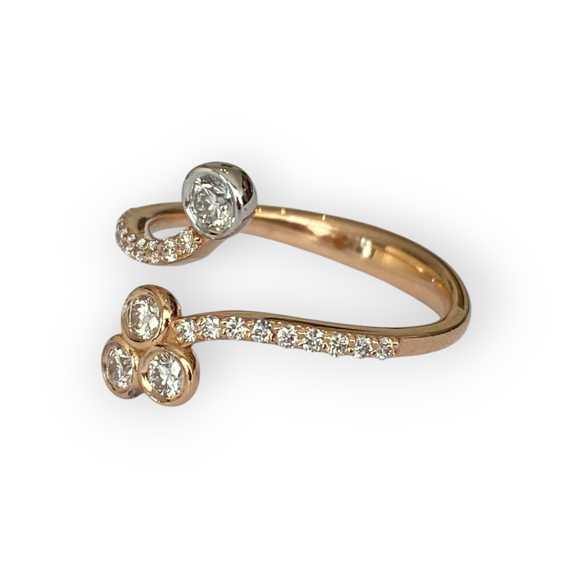 18K Pink Gold Designer Ring with Diamonds