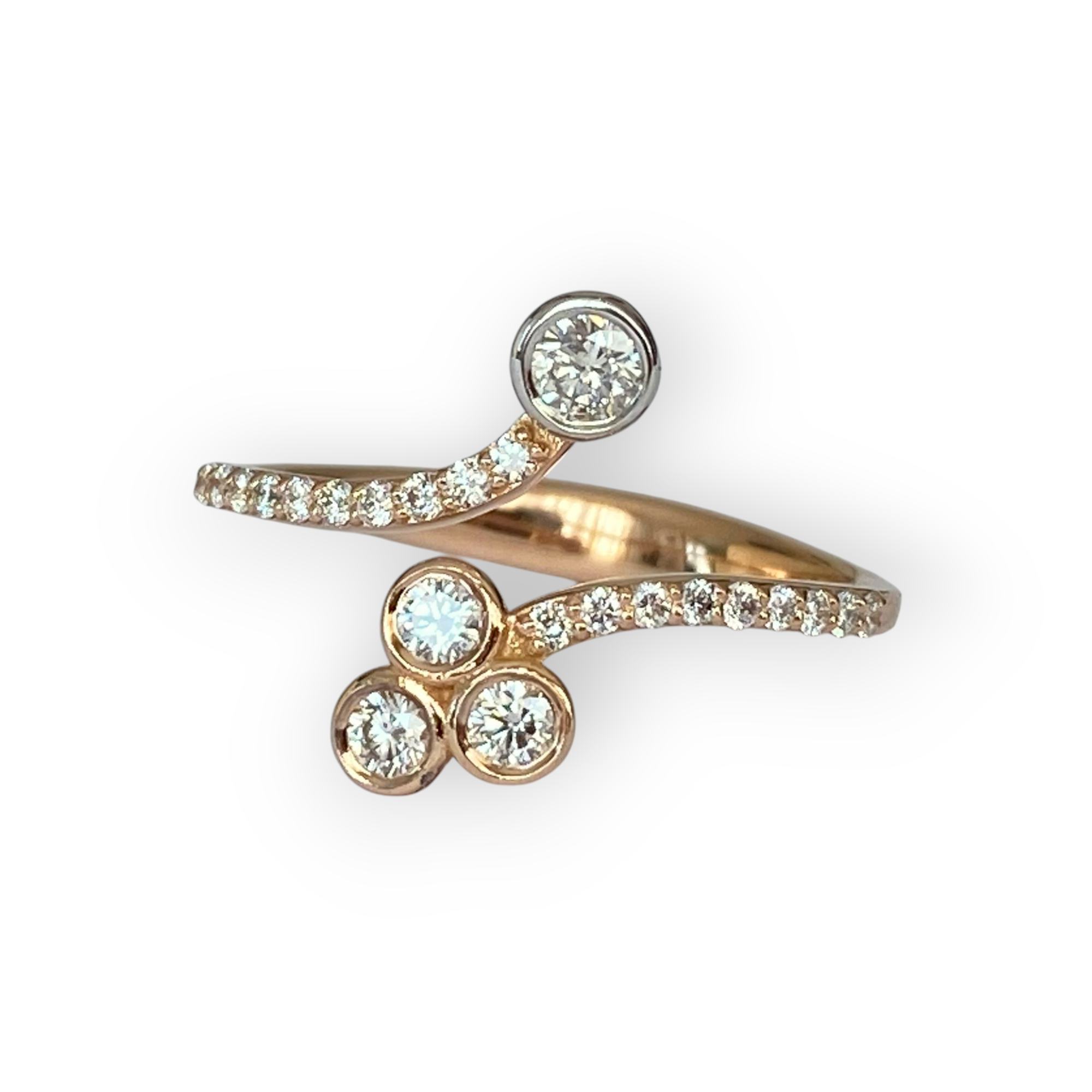 18K Pink Gold Designer Ring with Diamonds