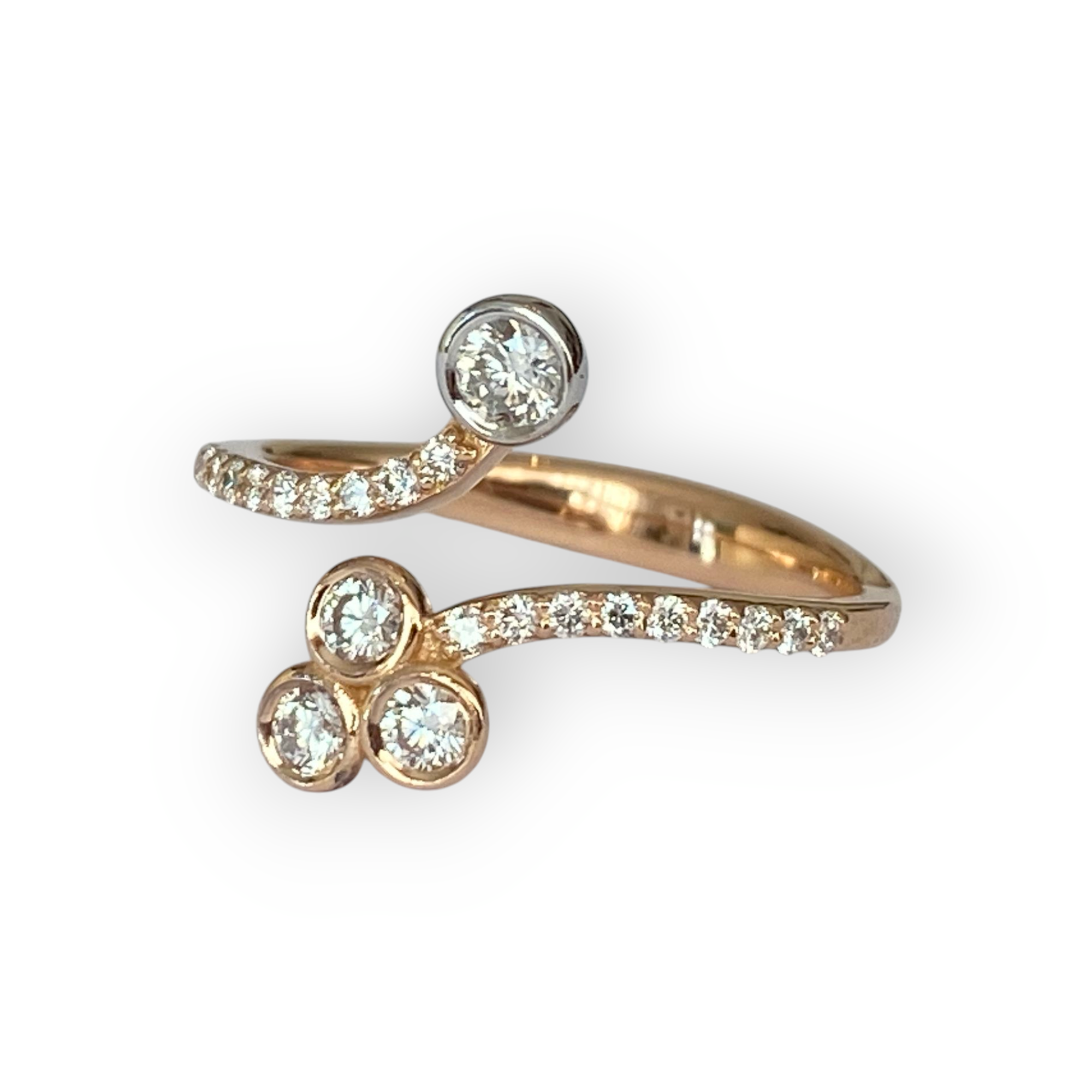 18K Pink Gold Designer Ring with Diamonds