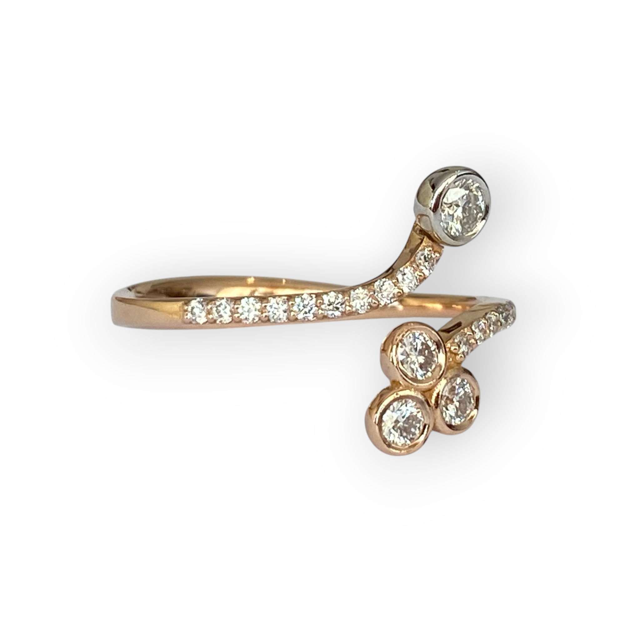 18K Pink Gold Designer Ring with Diamonds