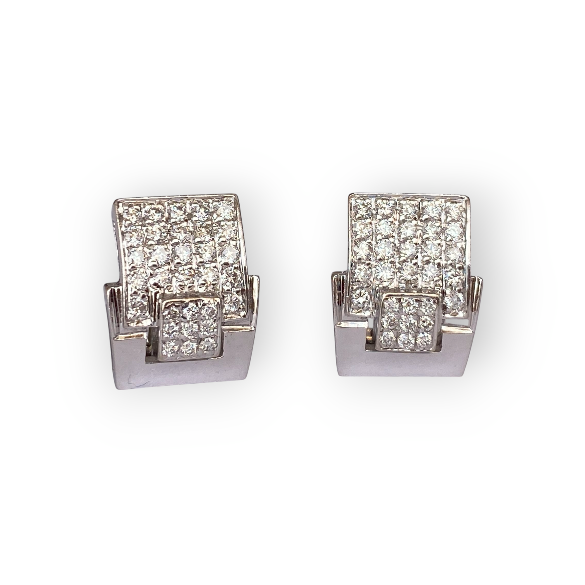 18K Gold Ear Studs with 1.18 Ct Brilliant-Cut Diamonds
