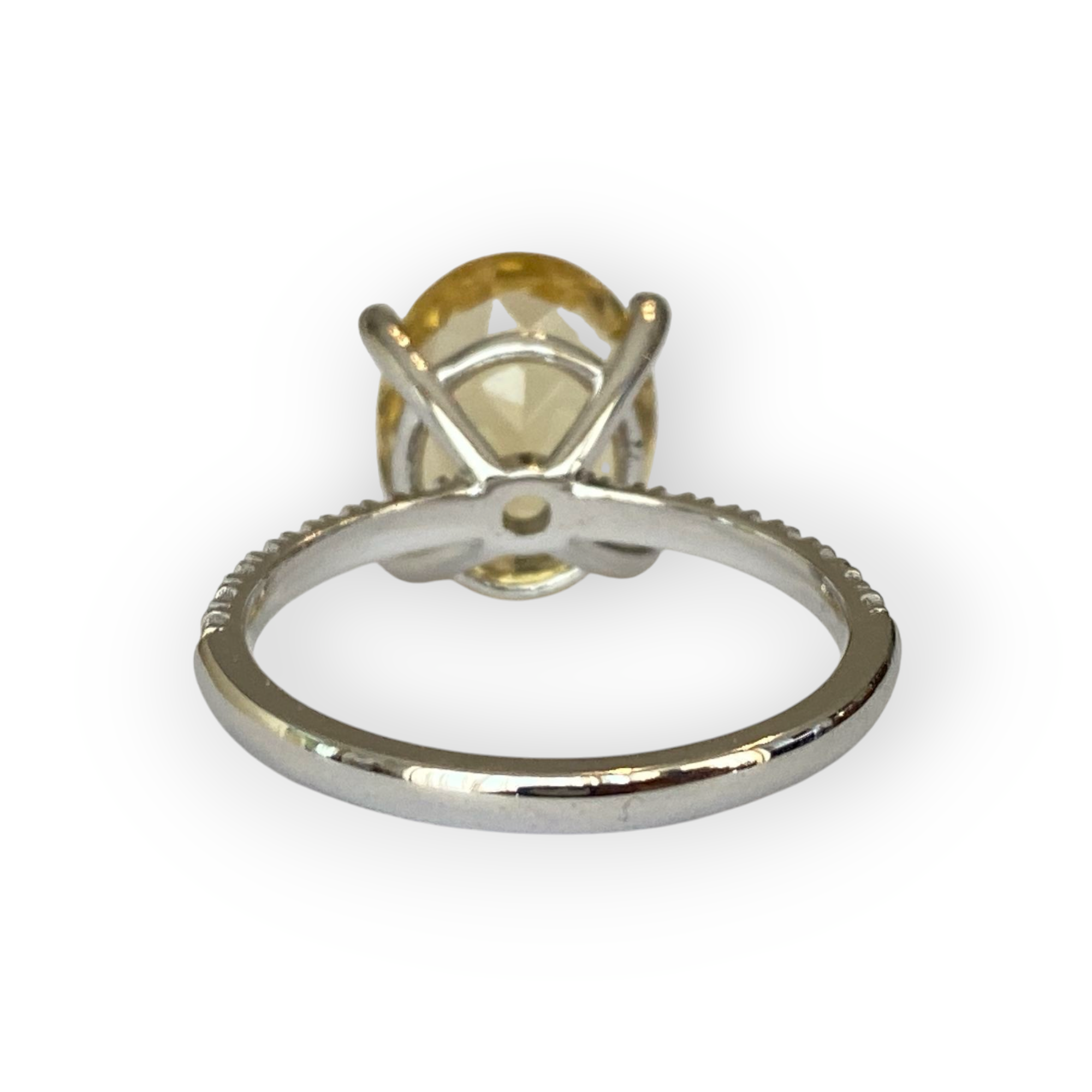 18K White Gold Cocktail Ring with 3.53 Ct Yellow Beryl & Diamonds