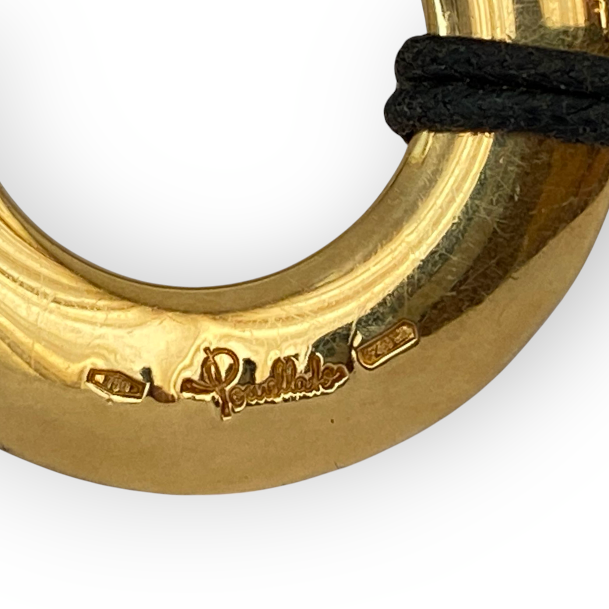 Pomellato Leather coord Necklace with 18K Yellow Gold Circular Pendant