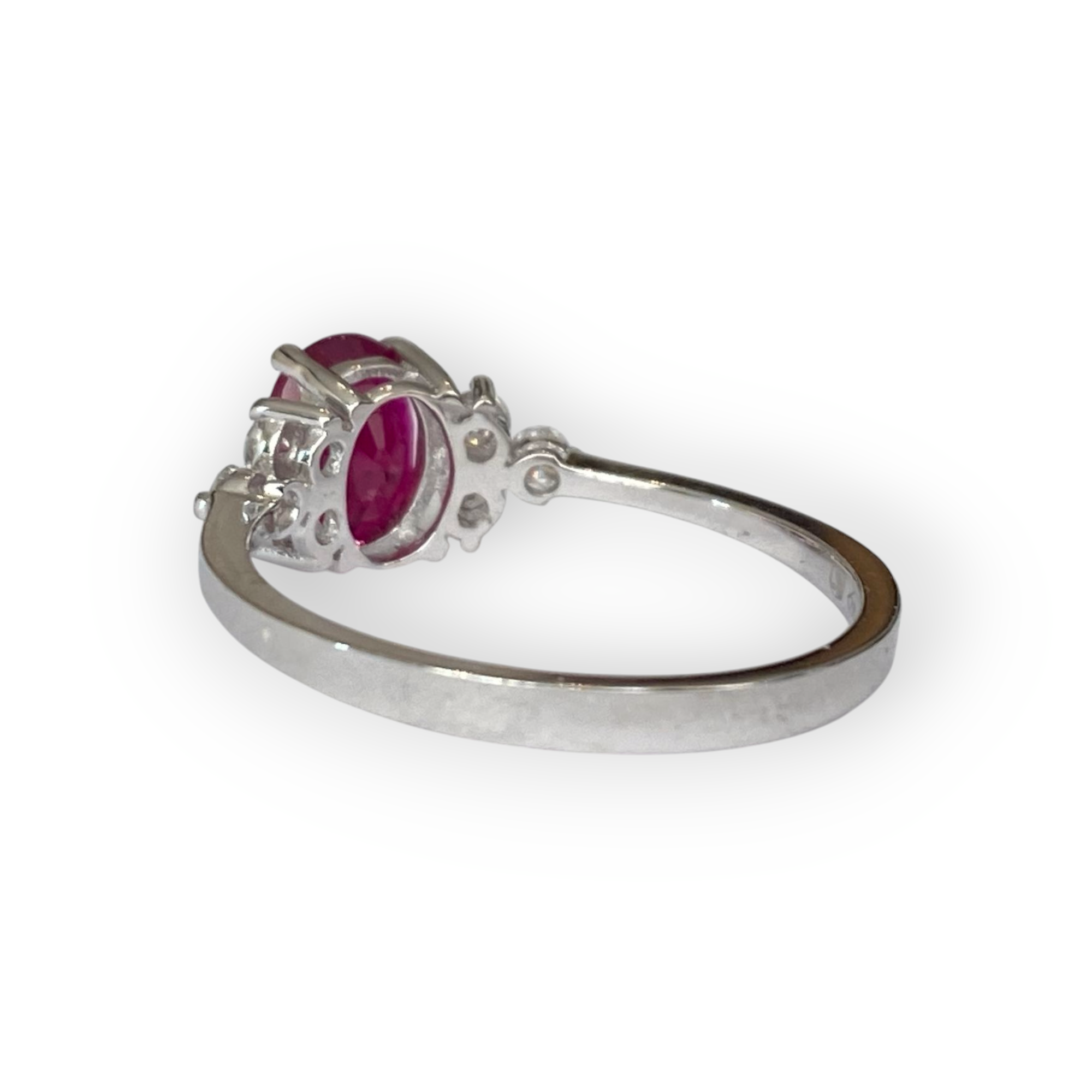 Certified 18K White Gold Engagement Ring with 1.23 ct Ruby & Diamonds