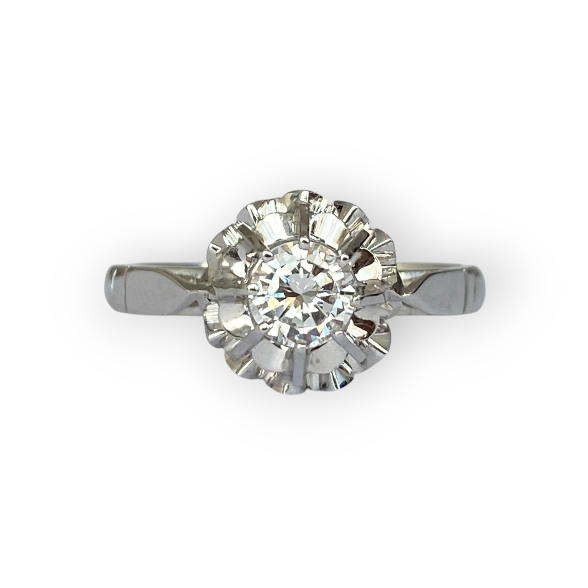 Vintage 18K Gold Engagement Ring with 0.34 Ct Diamond