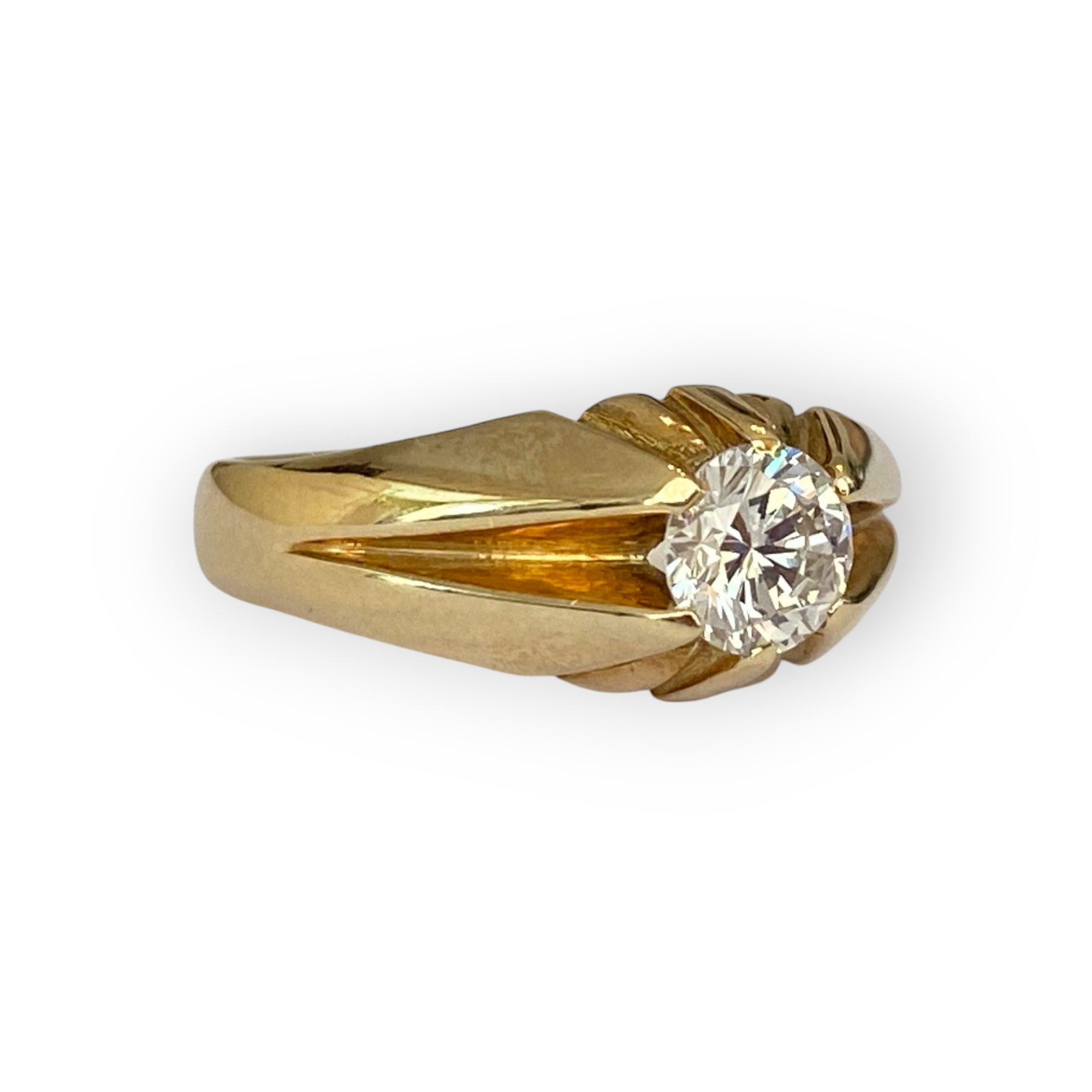 14K Yellow Gold Dome Solitaire Engagement Diamond Ring – 0.65 Ct