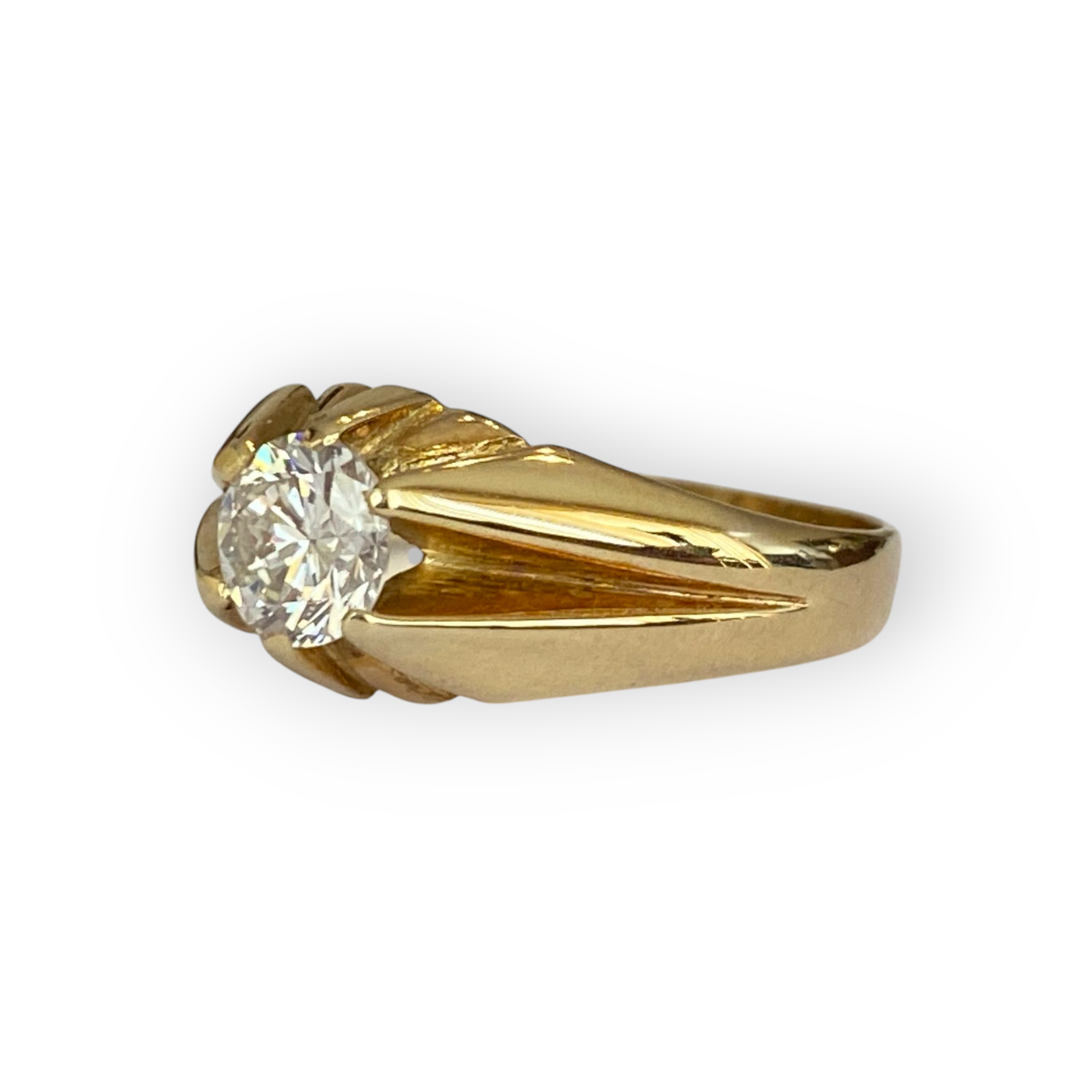 14K Yellow Gold Dome Solitaire Engagement Diamond Ring – 0.65 Ct