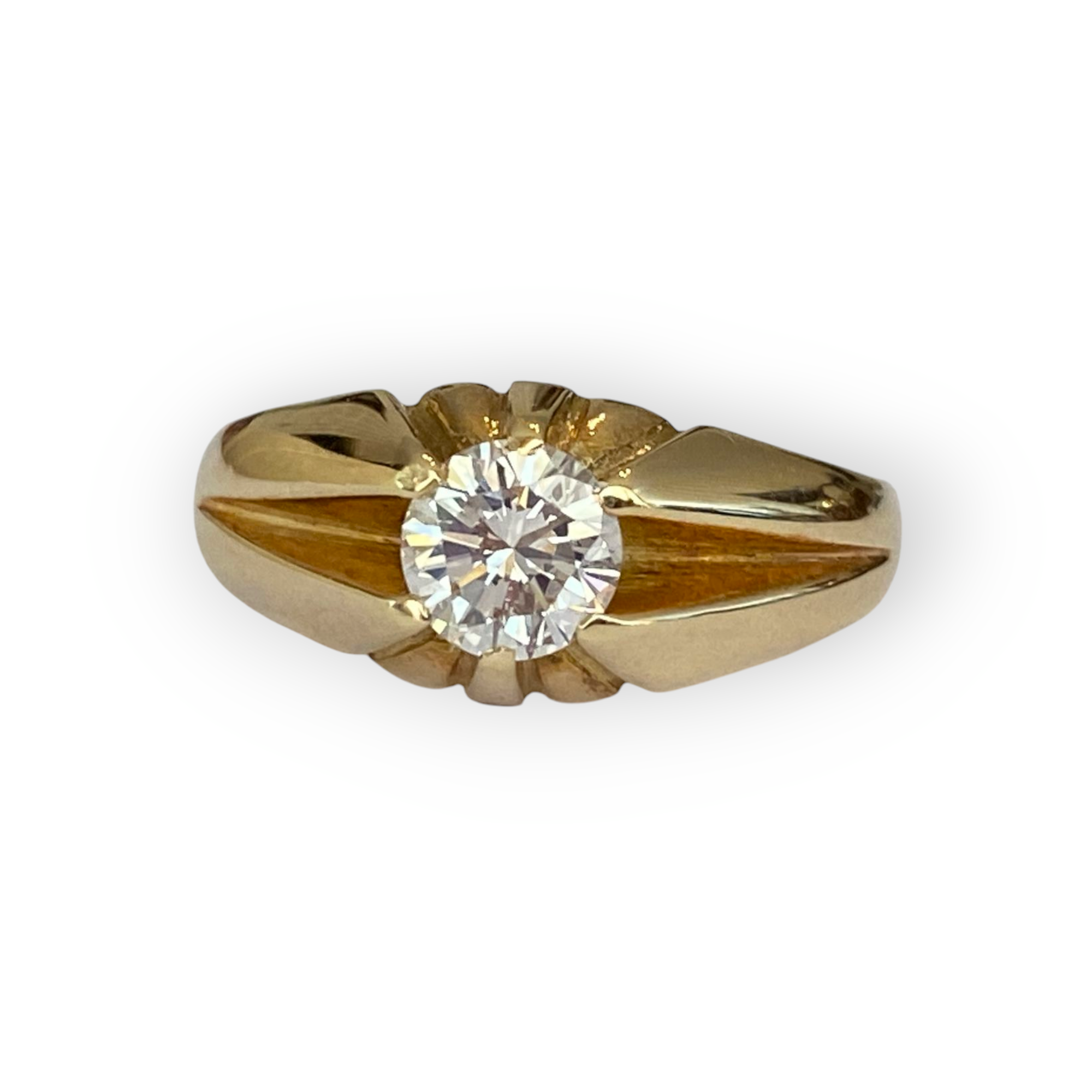 14K Yellow Gold Dome Solitaire Engagement Diamond Ring – 0.65 Ct