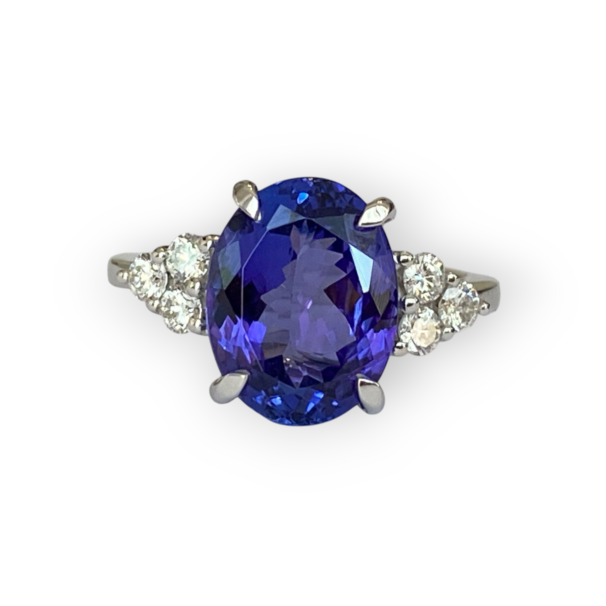 18K White Gold 6.00 ct Tanzanite & Diamond Cocktail Ring
