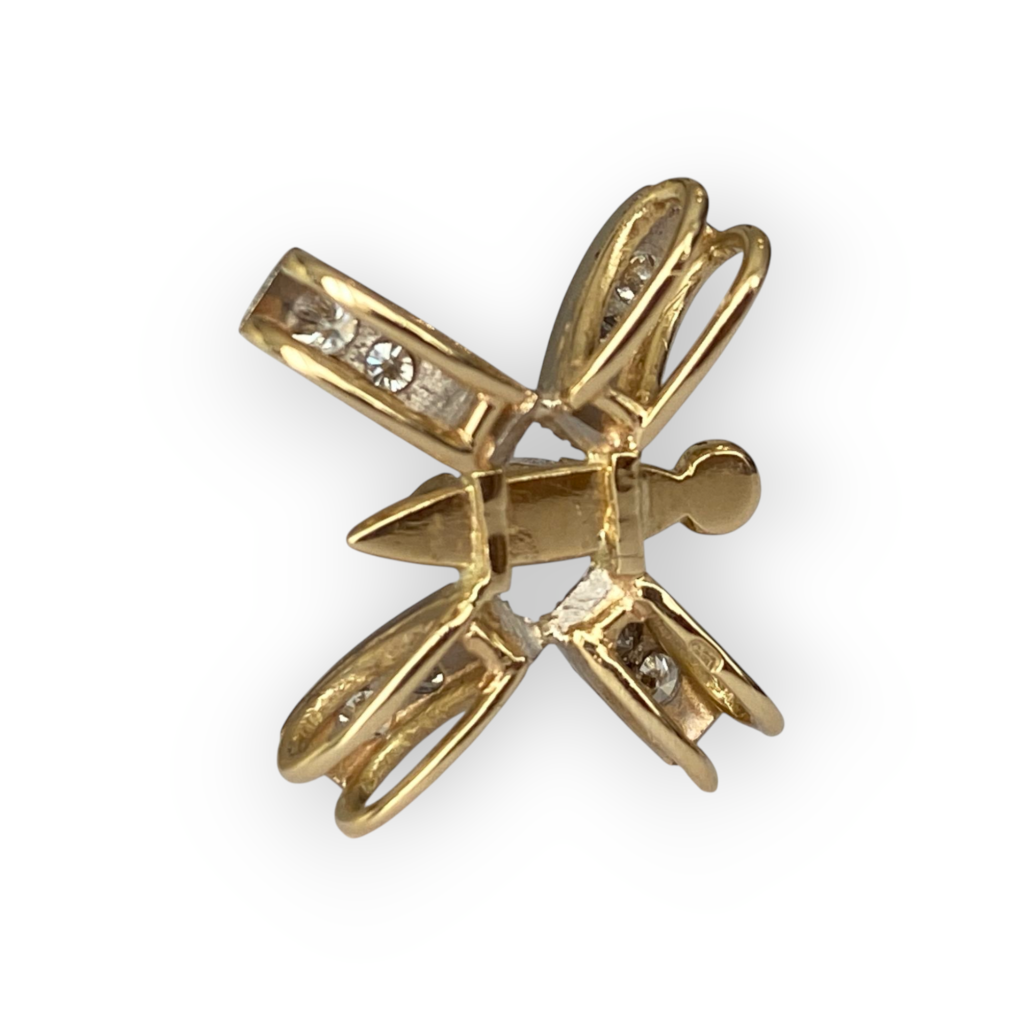 Vintage 18K White & Yellow Gold Butterfly Diamond Pendant