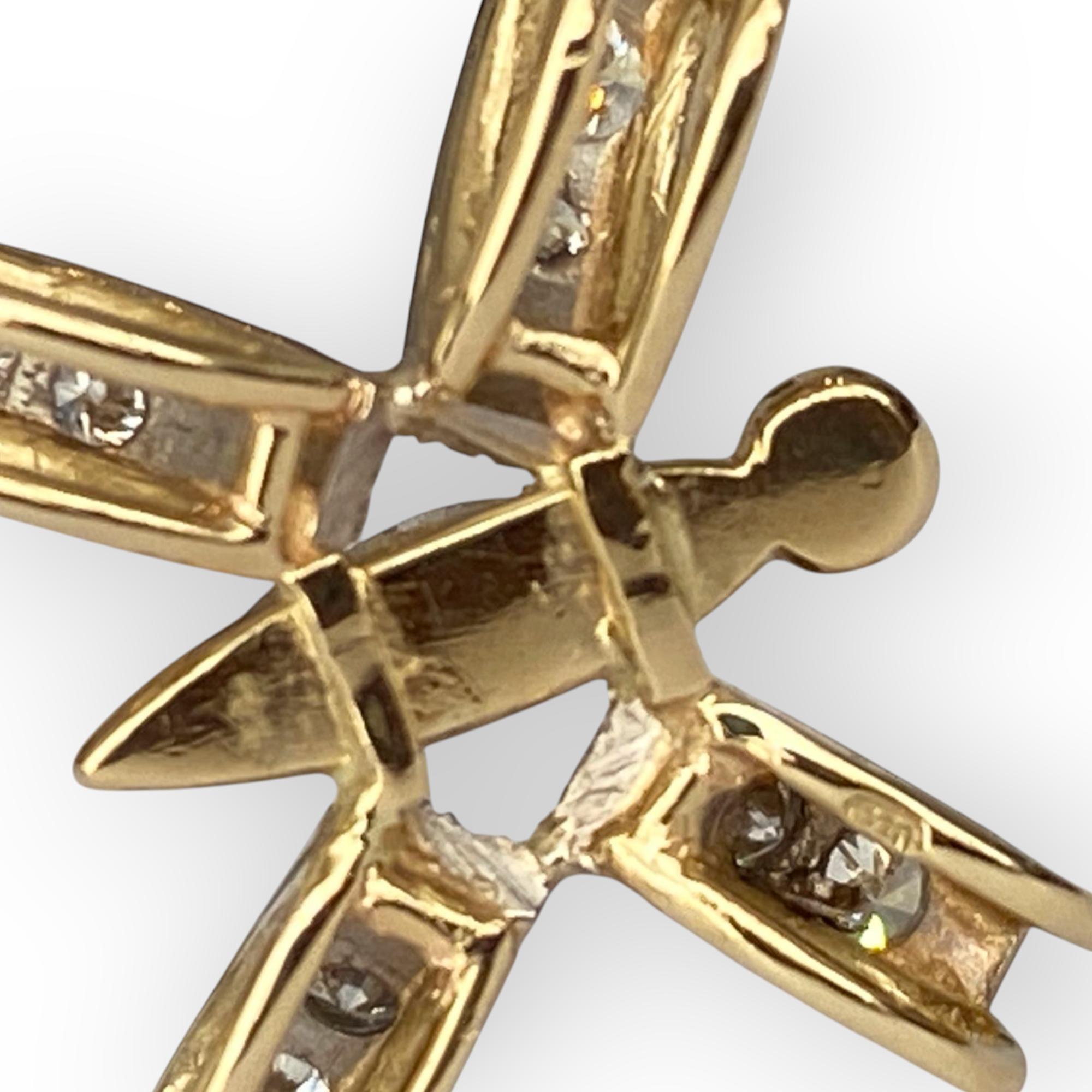 Vintage 18K White & Yellow Gold Butterfly Diamond Pendant