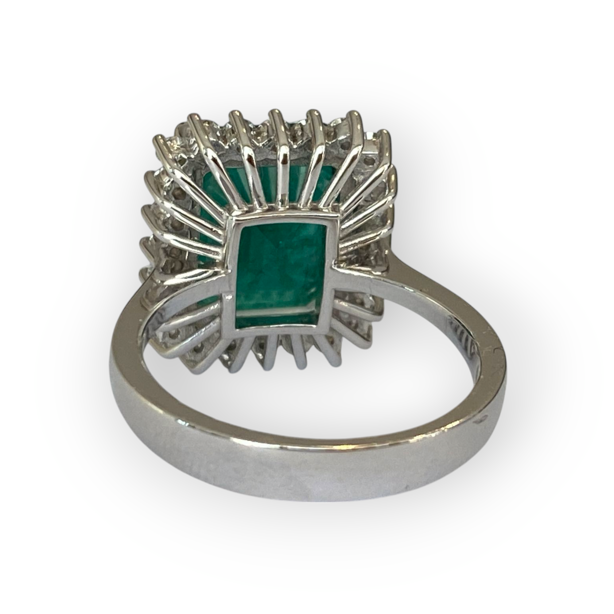 Certified 6.11 Carat Emerald & Diamond Cocktail Ring in 18K White Gold