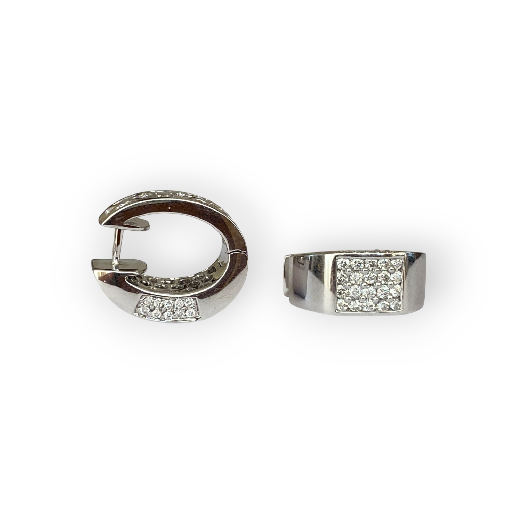 Pavé Set 1.40 ct Diamond & 18K White Gold Hoop Clip Earrings