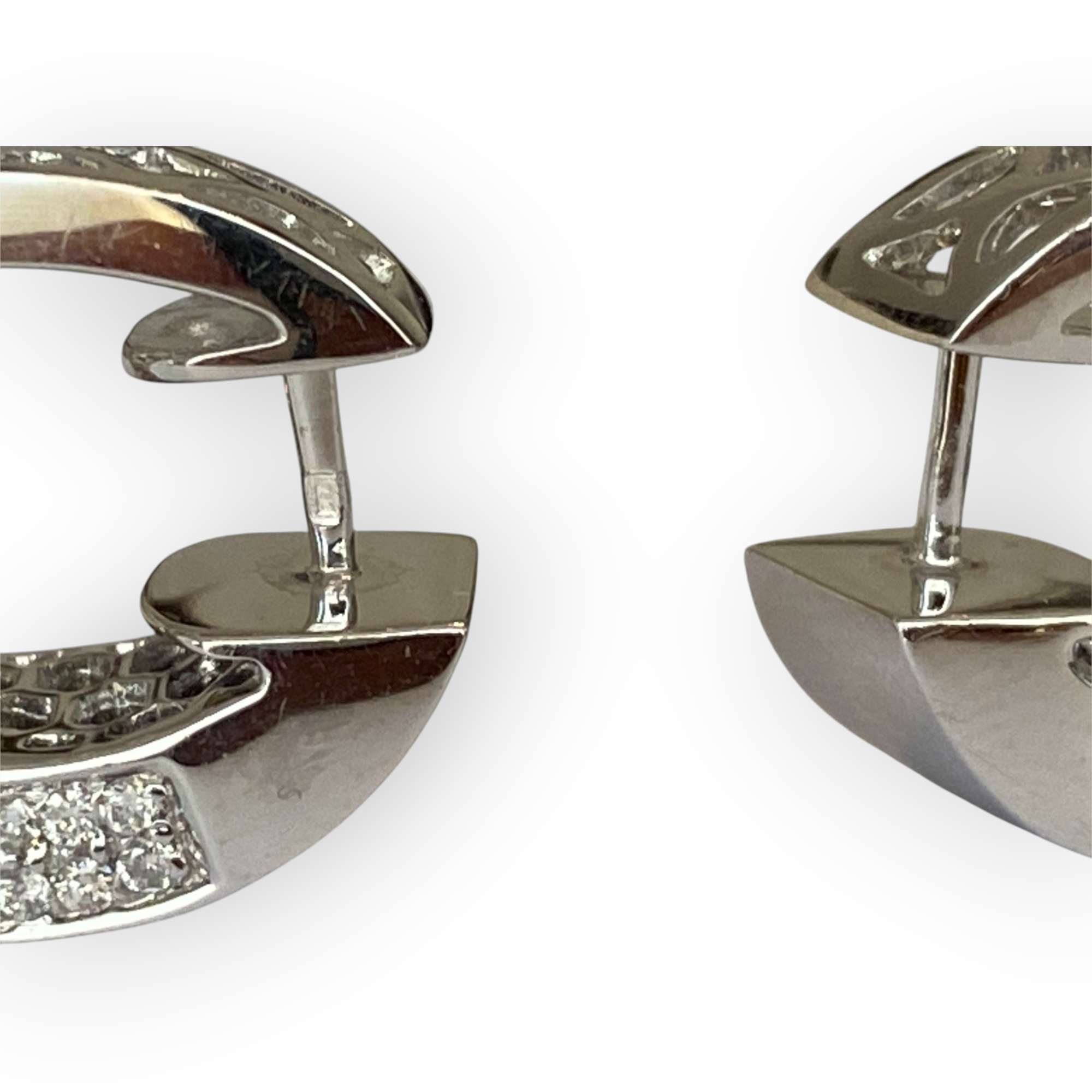 Pavé Set 1.40 ct Diamond & 18K White Gold Hoop Clip Earrings