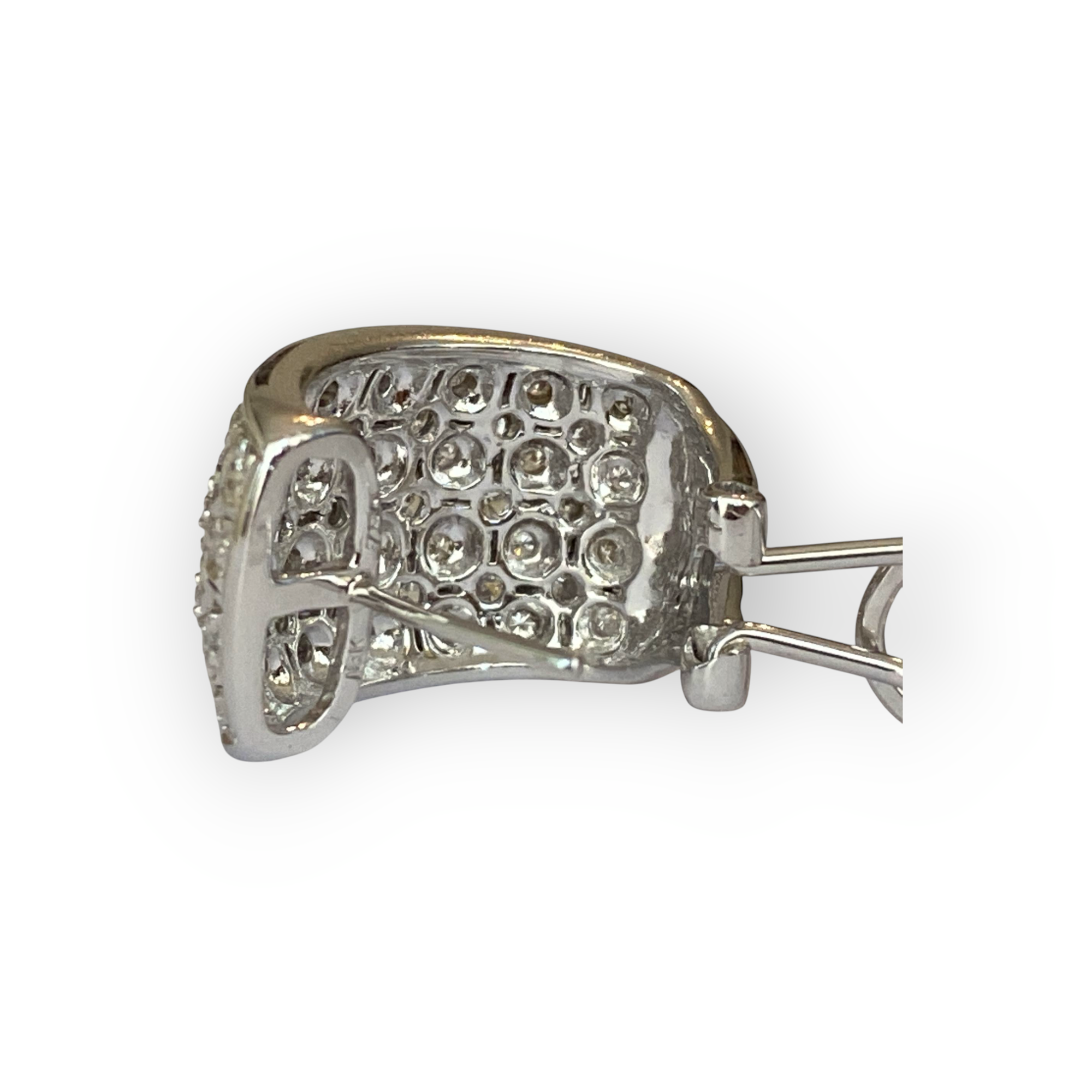 Pavé Set 2.22 ct Diamond & White 18 kt Gold Hoop Clip Earrings