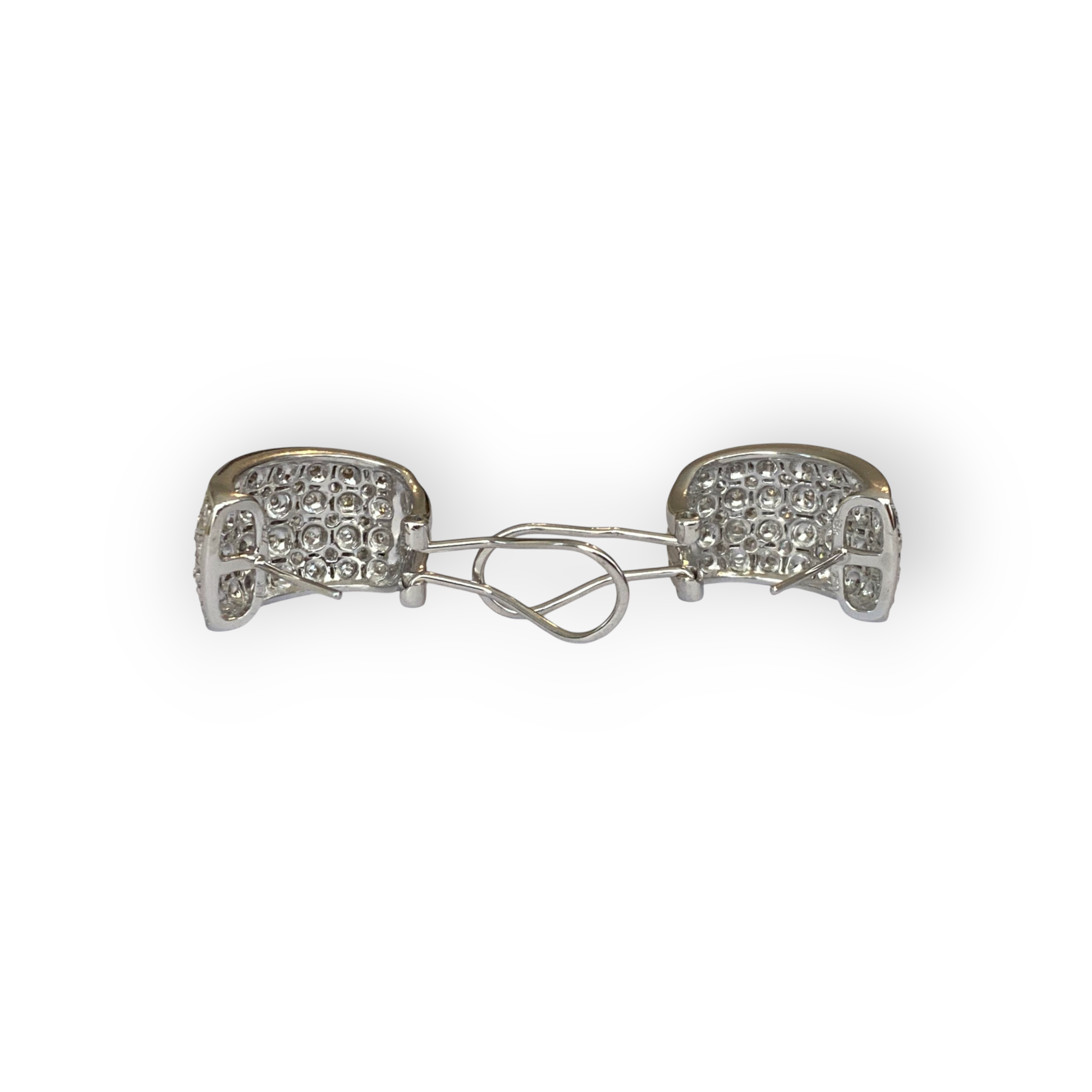 Pavé Set 2.22 ct Diamond & White 18 kt Gold Hoop Clip Earrings